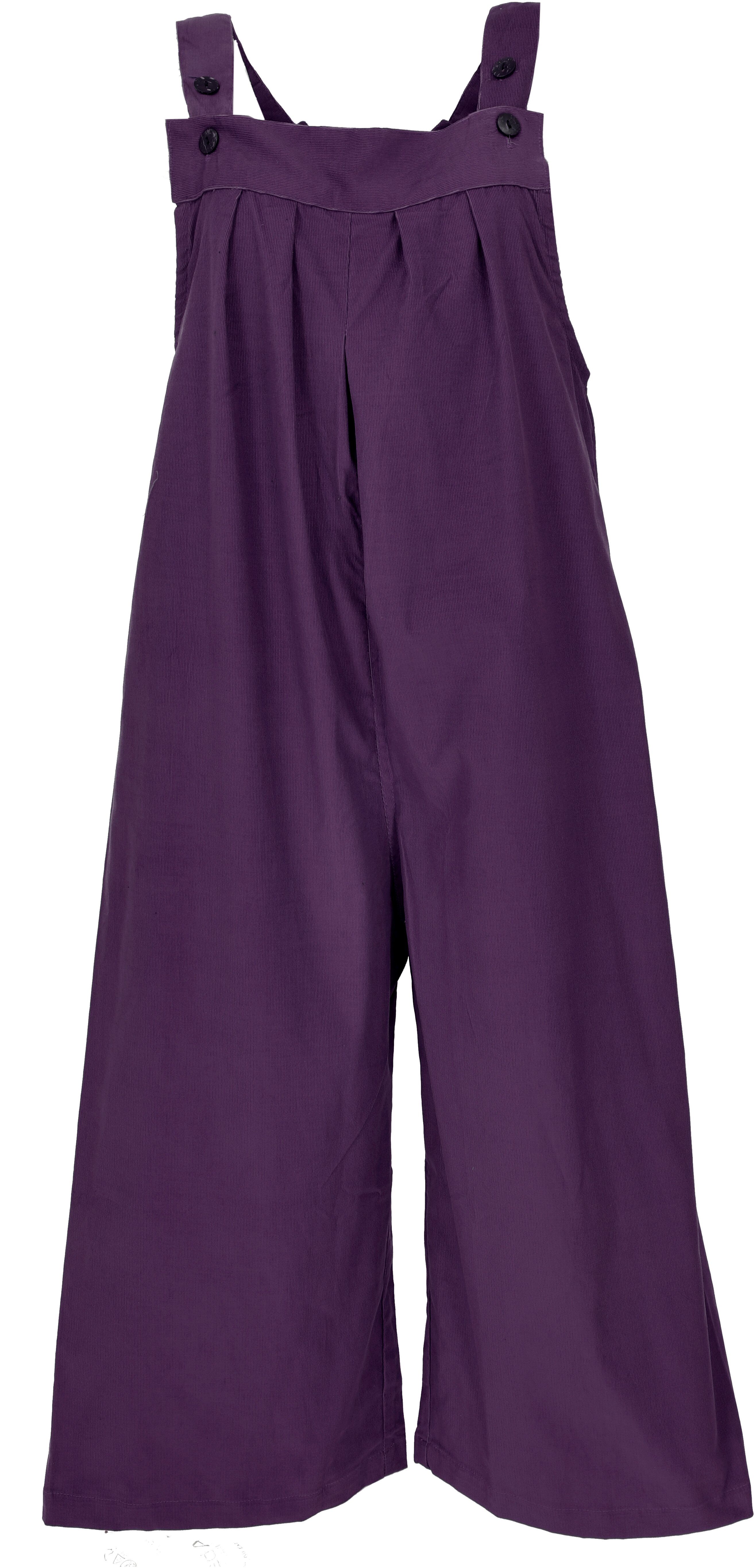 Weite Cord Bekleidung alternative Guru-Shop Relaxhose Latzhose, violett Boho Latzhose, Jumpsuite -..