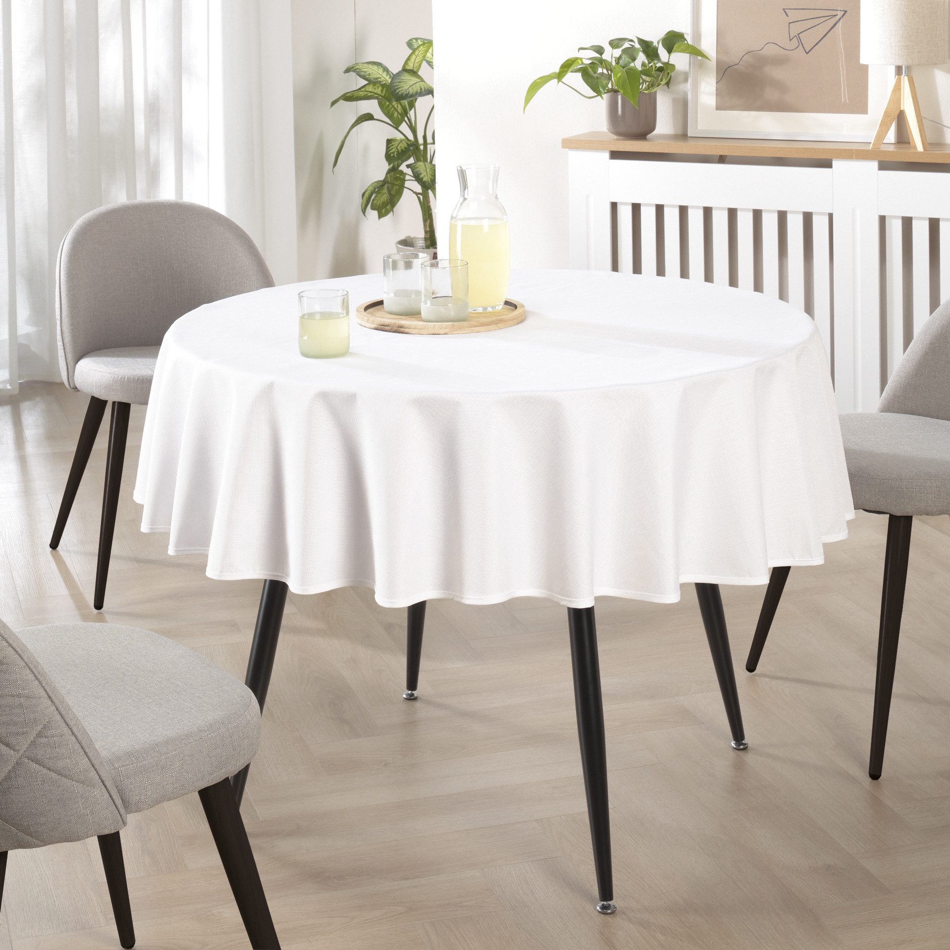 Delindo Lifestyle Tischdecke WIEN HOME abwaschbar (1-tlg), Leinenstruktur mit Fleckschutz aus recycelten Polyesterfasern