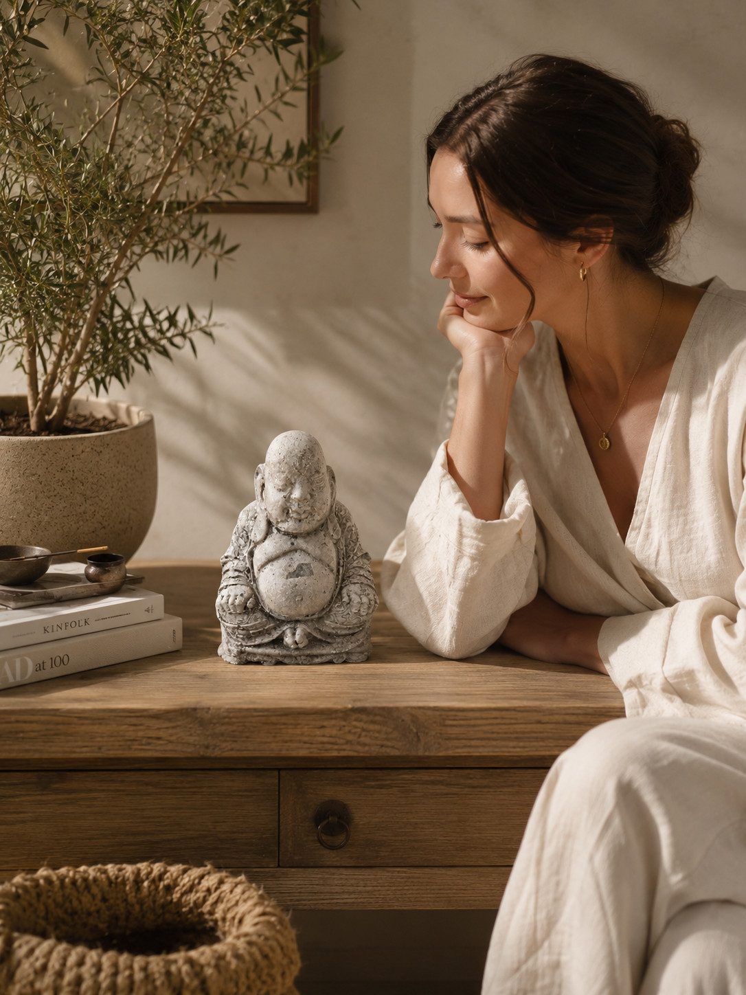 JVmoebel Dekofigur Buddha Mönch Steinoptik Zen Gartenfigur Meditation Deko Sofort (1 St), Made in Europe