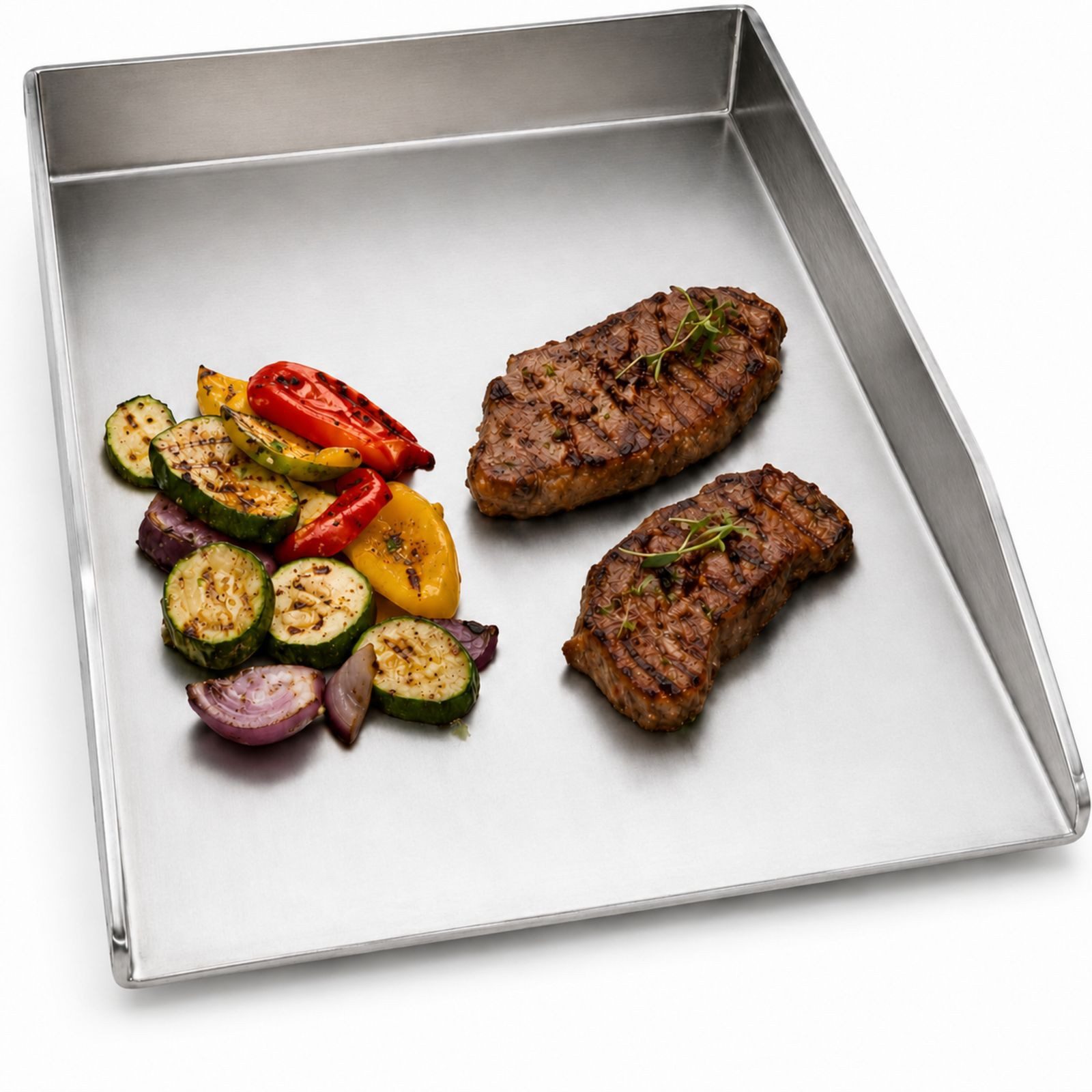 BURI Grillplatte Plancha Grillplatte Edelstahl 30x20x3,5 rostfrei Gasgrill Kohlegrill