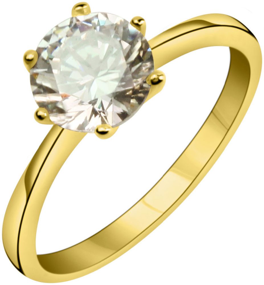 Firetti Goldring Schmuck Geschenk Gold 375 Fingerring Verlobungsring Ring Solitär, mit Zirkonia (synth)