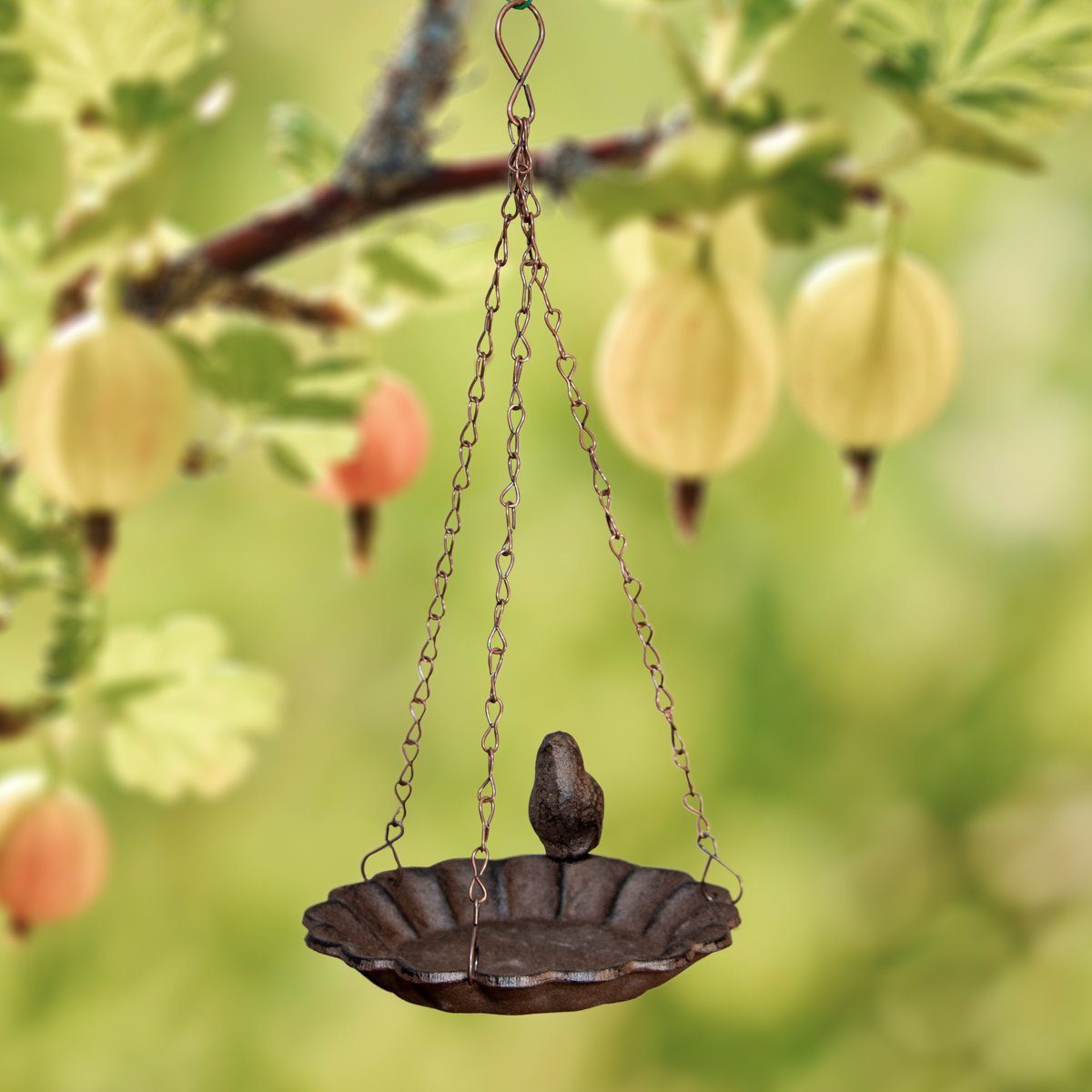 Antikas Gartenfigur Vogeltränke romantisch, Hängend, Vogelbad - Tränke, Futterschale für