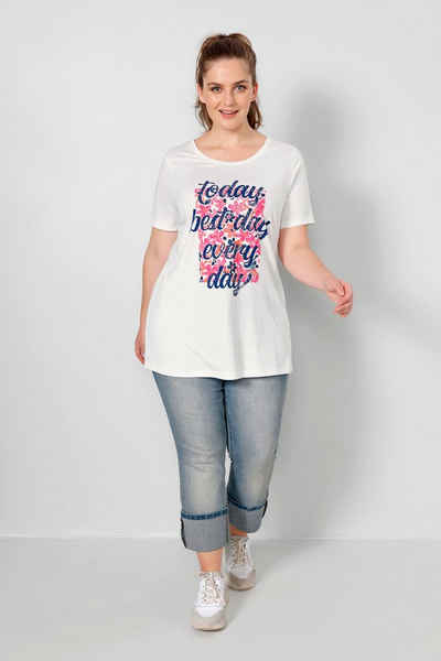 Janet & Joyce Rundhalsshirt T-Shirt A-Line Schrift-Motiv Rundhals Halbarm