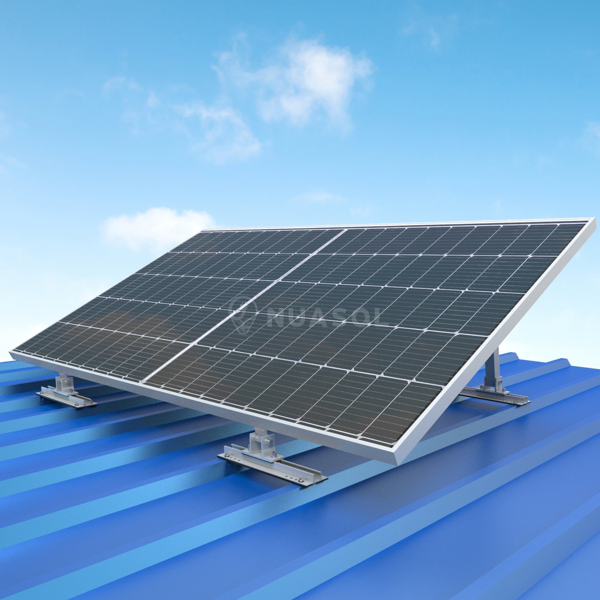 NuaSol Solarmodul-Halterung verstellbar Neigungswinkel 15° - 60° siber / schwarz, (Set, Winkel: 15 - 30)