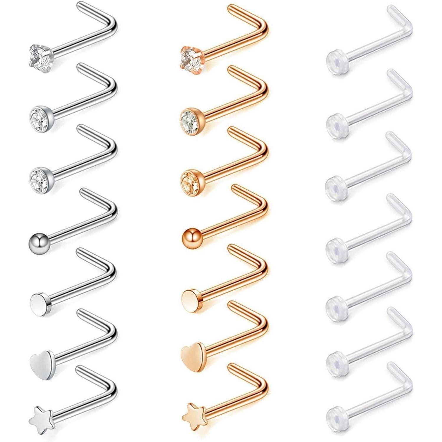 Nasenpiercing Nasenstecker 20g Chirurgenstahl CZ für Frauen Männer Piercing Schmuck