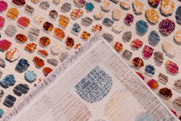 Teppich Benji, Home affaire, rechteckig, Höhe: 5 mm, farbenfrohes Mosaik-Muster, Kurzflor, mit Fransen