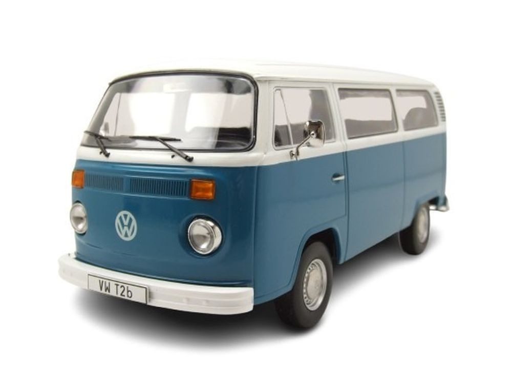 KK Scale Modellauto VW T2 b Bus 1972 blau weiß, Maßstab 1:18