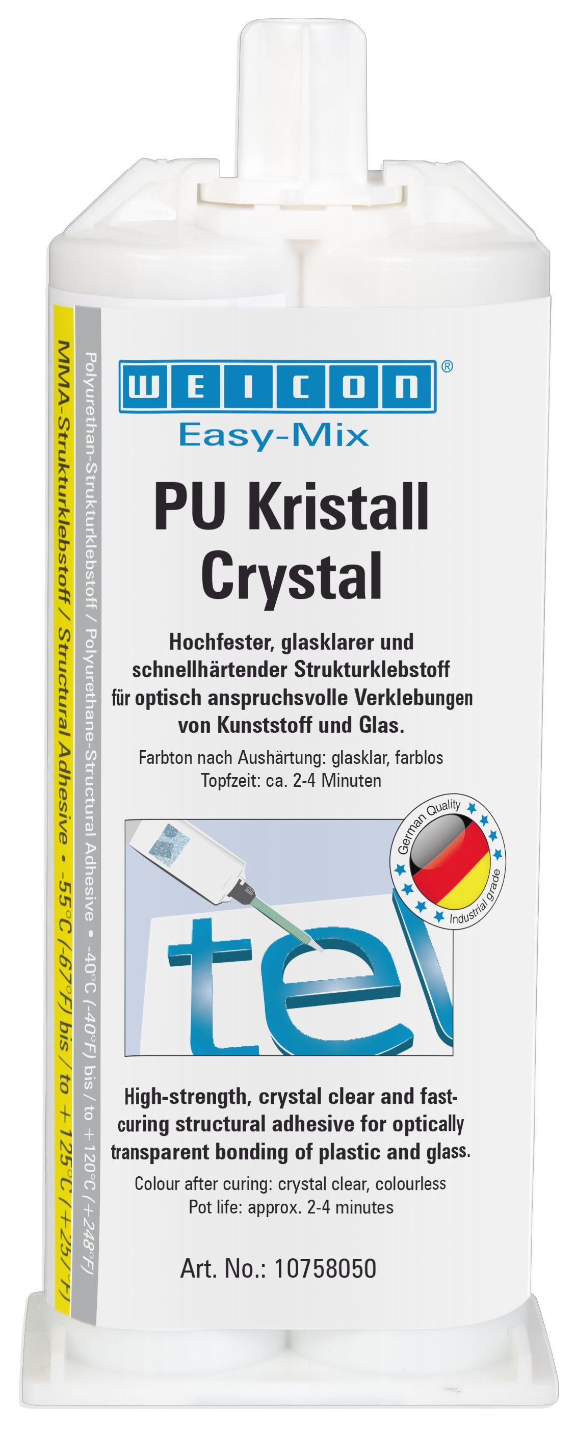 WEICON Epoxidharz Easy-Mix PU Kristall (Kartusche, 1-St), hochfest, schnellhärtend, UV-beständig, glasklar