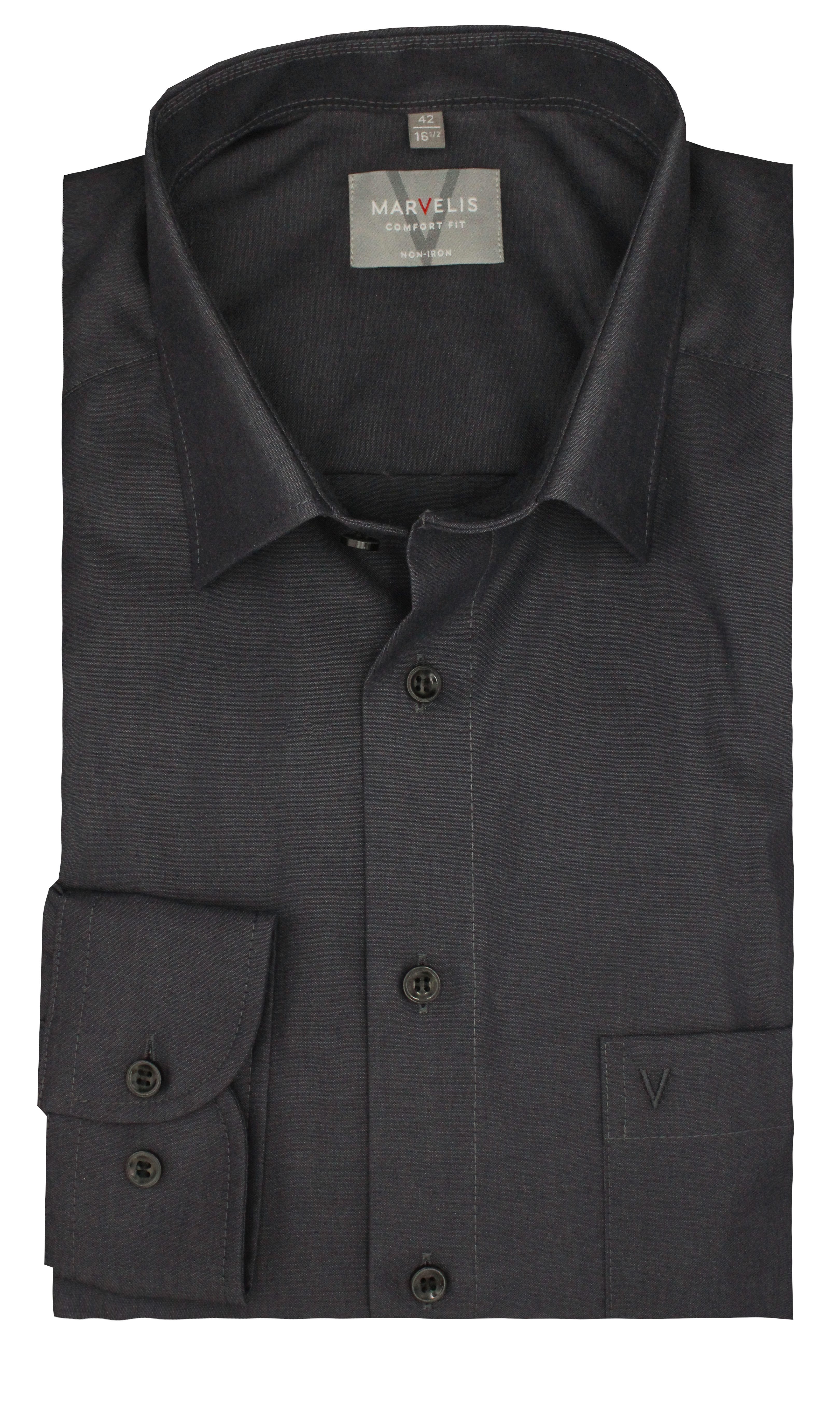 MARVELIS Businesshemd Anthrazit, Comfort Fit, Bügelfrei, 100% Baumwolle, Ne günstig online kaufen