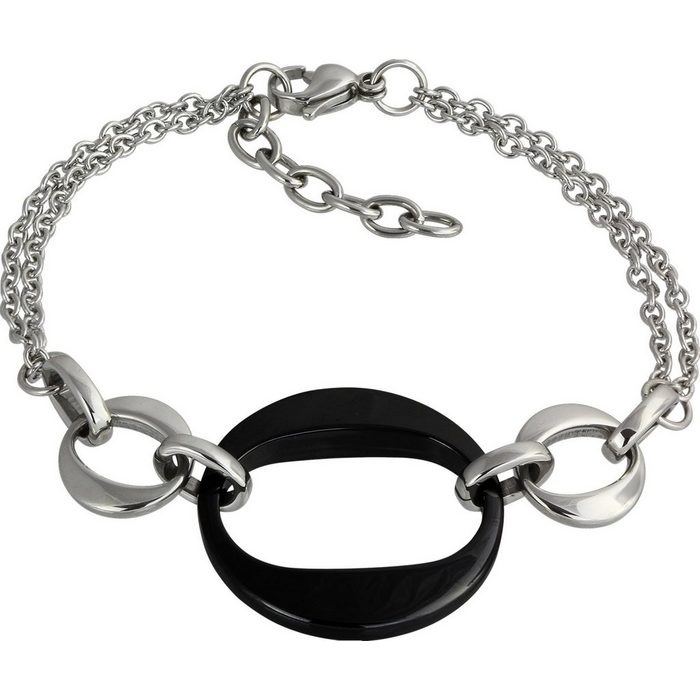 Amello Edelstahlarmband Amello Round Armband silber schwarz (Armband) Armbänder für Damen Edelstahl (Stainless Steel)