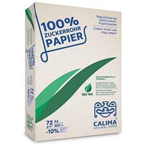 CALIMA NATURAL PAPER Drucker- und Kopierpapier Calima® Baumfrei Mehrzweck-Kopierpapier Multipack (Recyceltes Papier aus Zuckerrohr, natur, 500 Blatt/Pack)