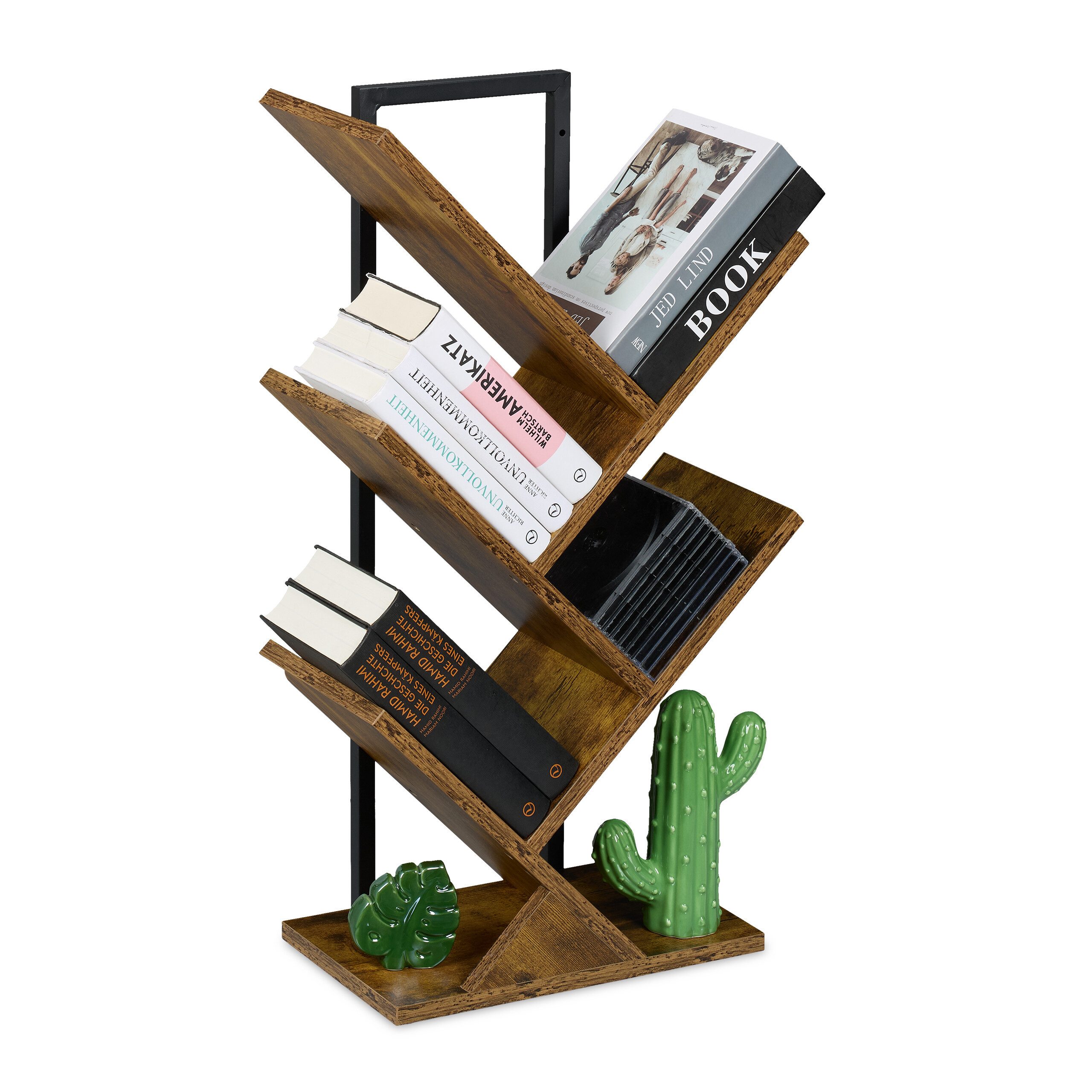 relaxdays Bücherregal 4 Fäch, Industrial-Schwarz günstig online kaufen