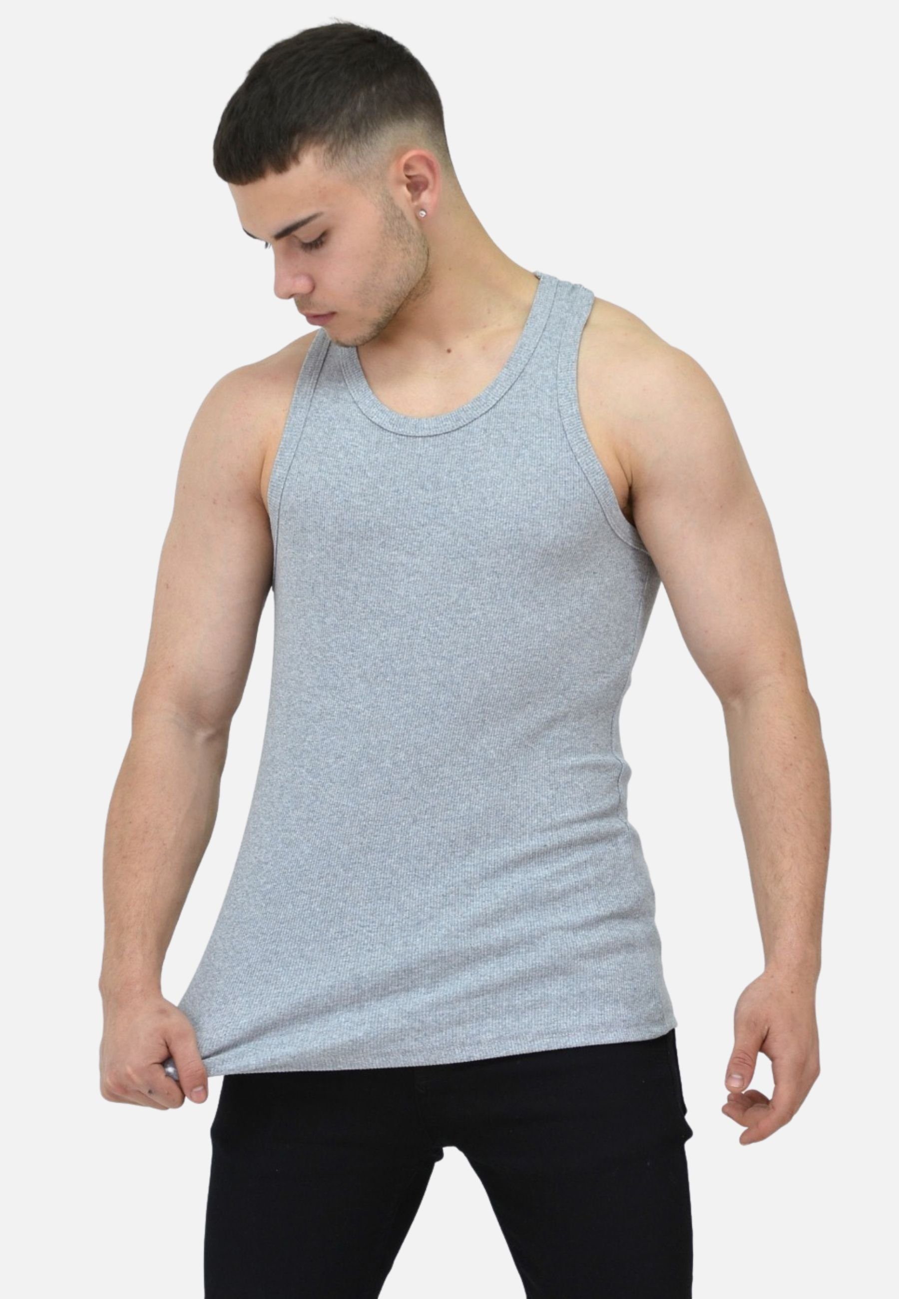 Megaman Tanktop Herren Tank Tops Baumwolle Ärmelloses Unterhemd Basic