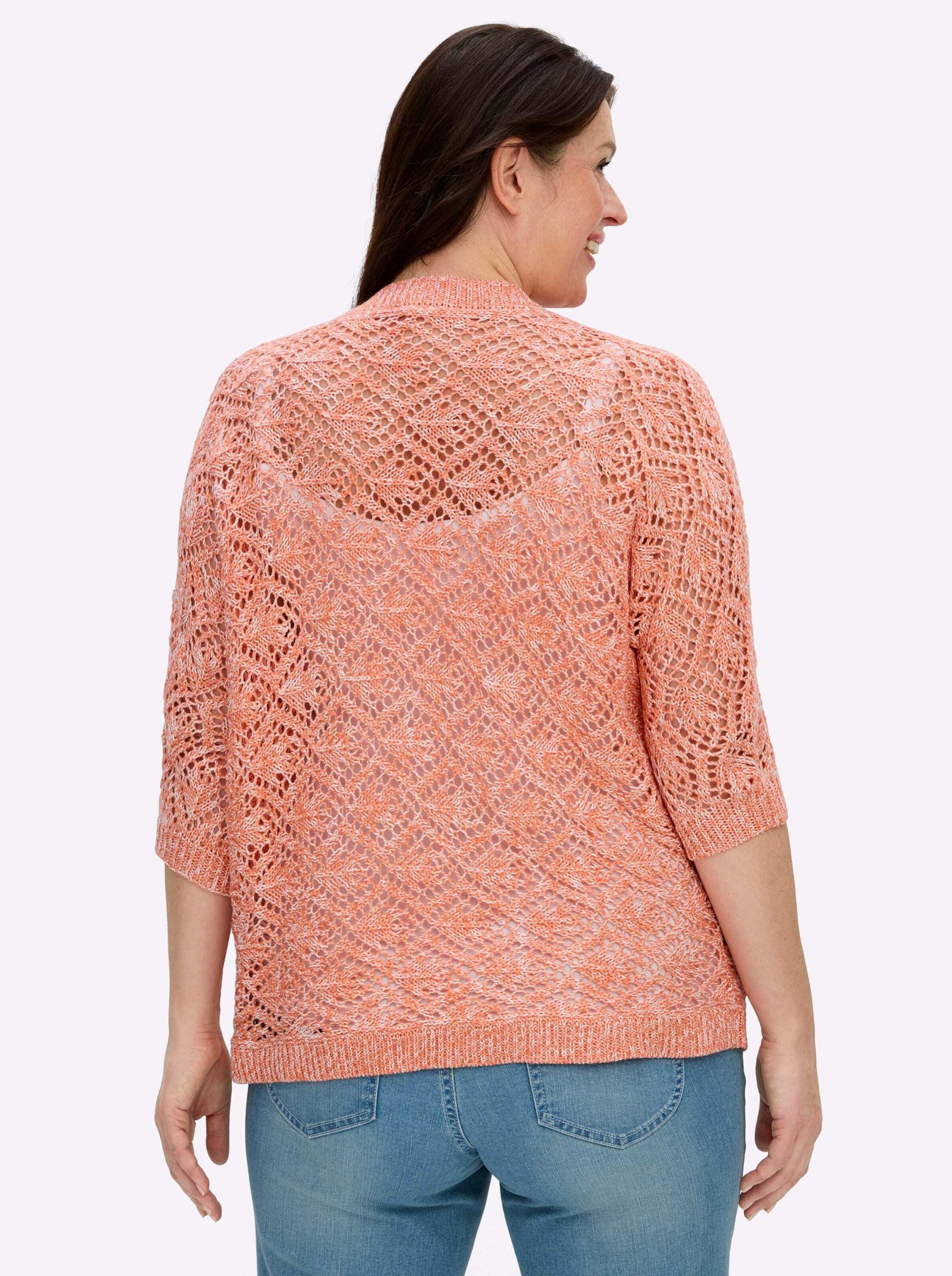 Sieh an! Strickjacke Ajour-Strickjacke 3/4-Arm Ajourstrick – Bild 2 von 5
