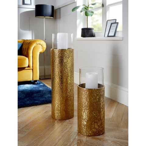 Home affaire Windlicht (1 St), Bodenwindlicht, aus Metall, mit Glaseinsatz, ideal für Stumpenkerzen