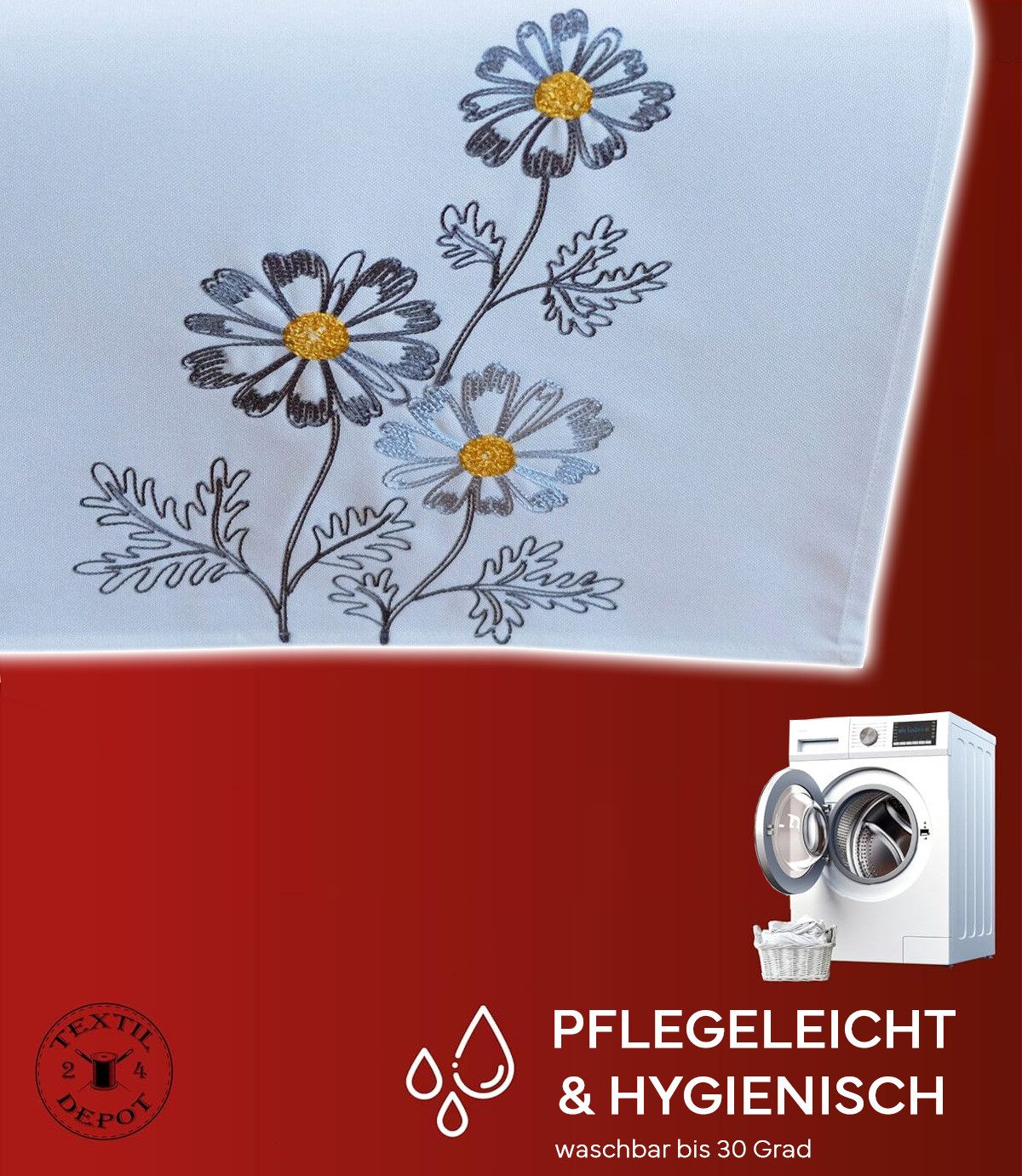 texpot Tischdecke mit Kurbelstickerei Blumen Frühling Sommer (1-tlg)