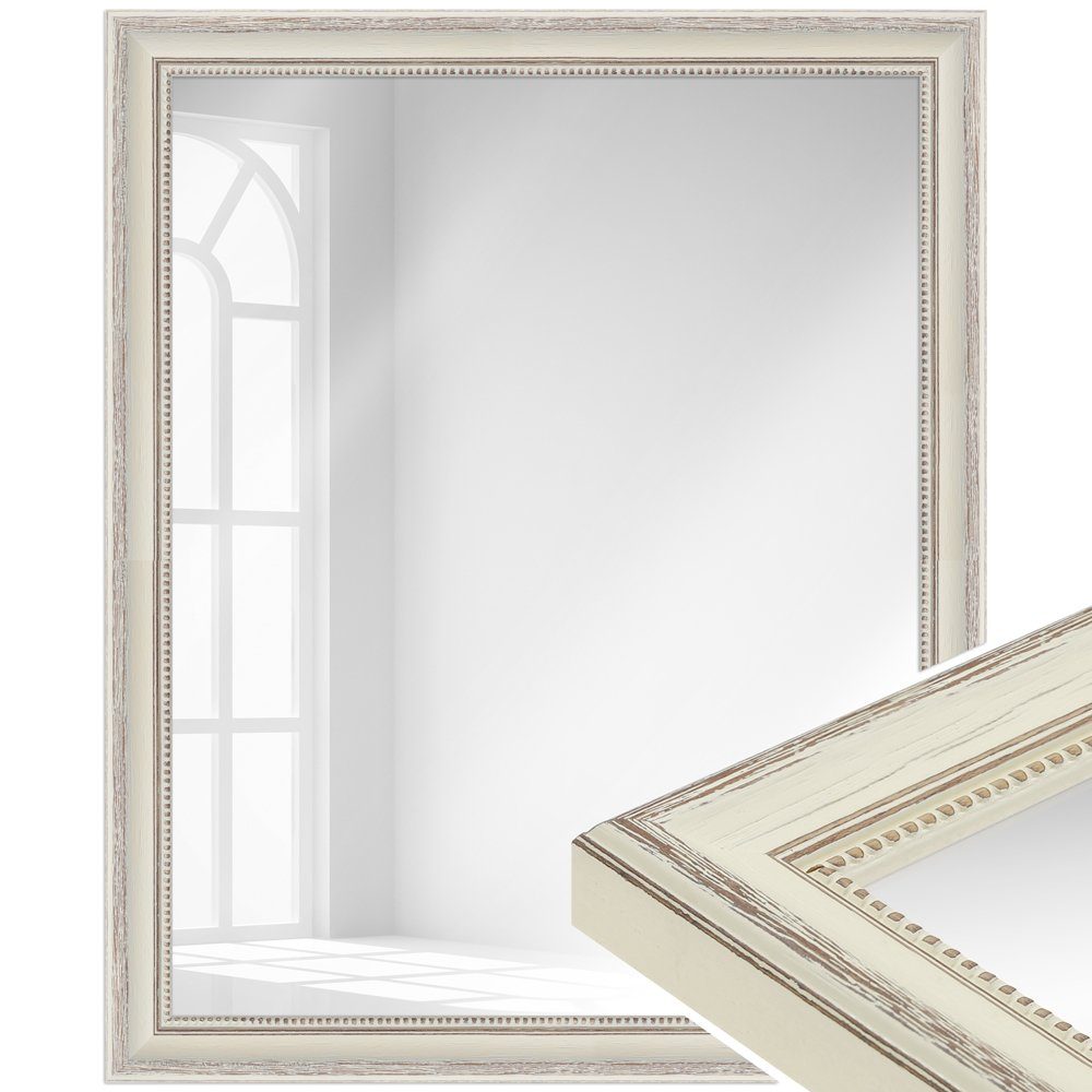 WANDStyle Wandspiegel H390, Landhaus Spiegel Creme 36x96 cm, Wandspiegel, Ganzkörperspiegel Groß