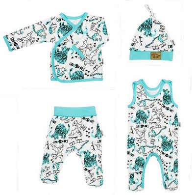 Babyhafen Erstausstattungspaket 4-teilig Baby Erstausstattung Neugeborenen-Set DINO (Set, 4-tlg) in niedlichen Design, mit 4 Teile