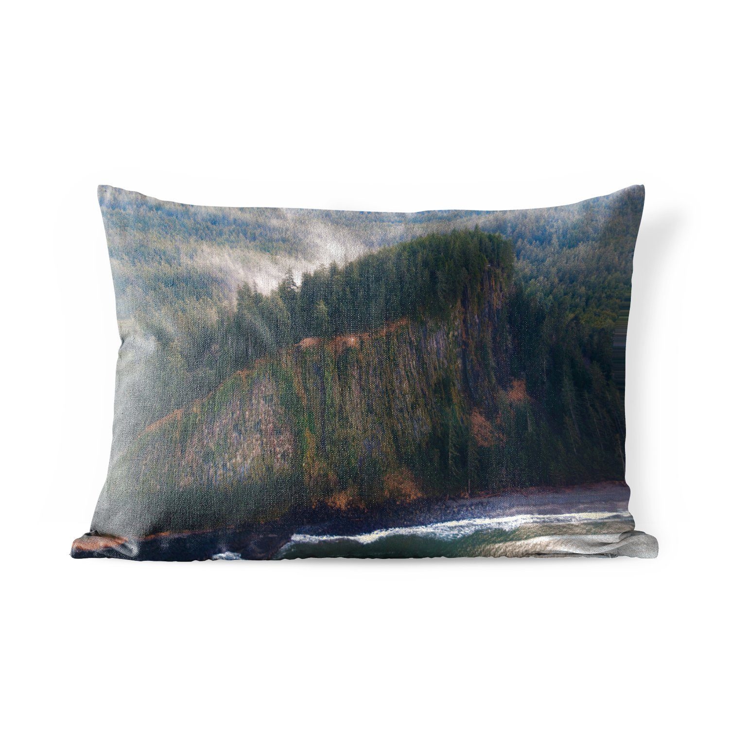 Gwaii Kissenhülle in auf Kanada, Dekokissenbezug, Haida den MuchoWow Klippen Polyester, Wälder Outdoor-Dekorationskissen, von Dekokissen
