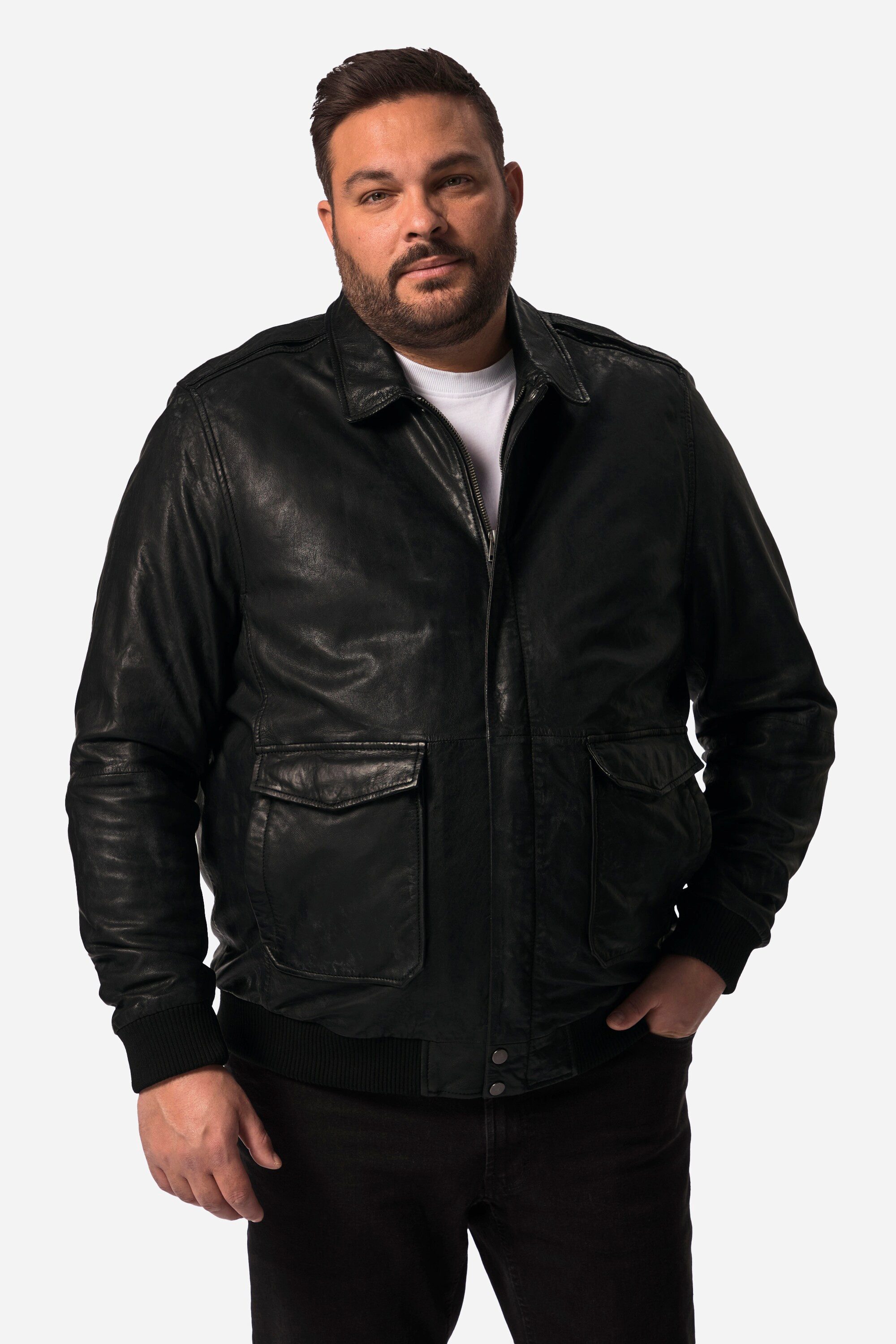Men Plus Lederjacke Lederjacke Leder Rücken-Patch