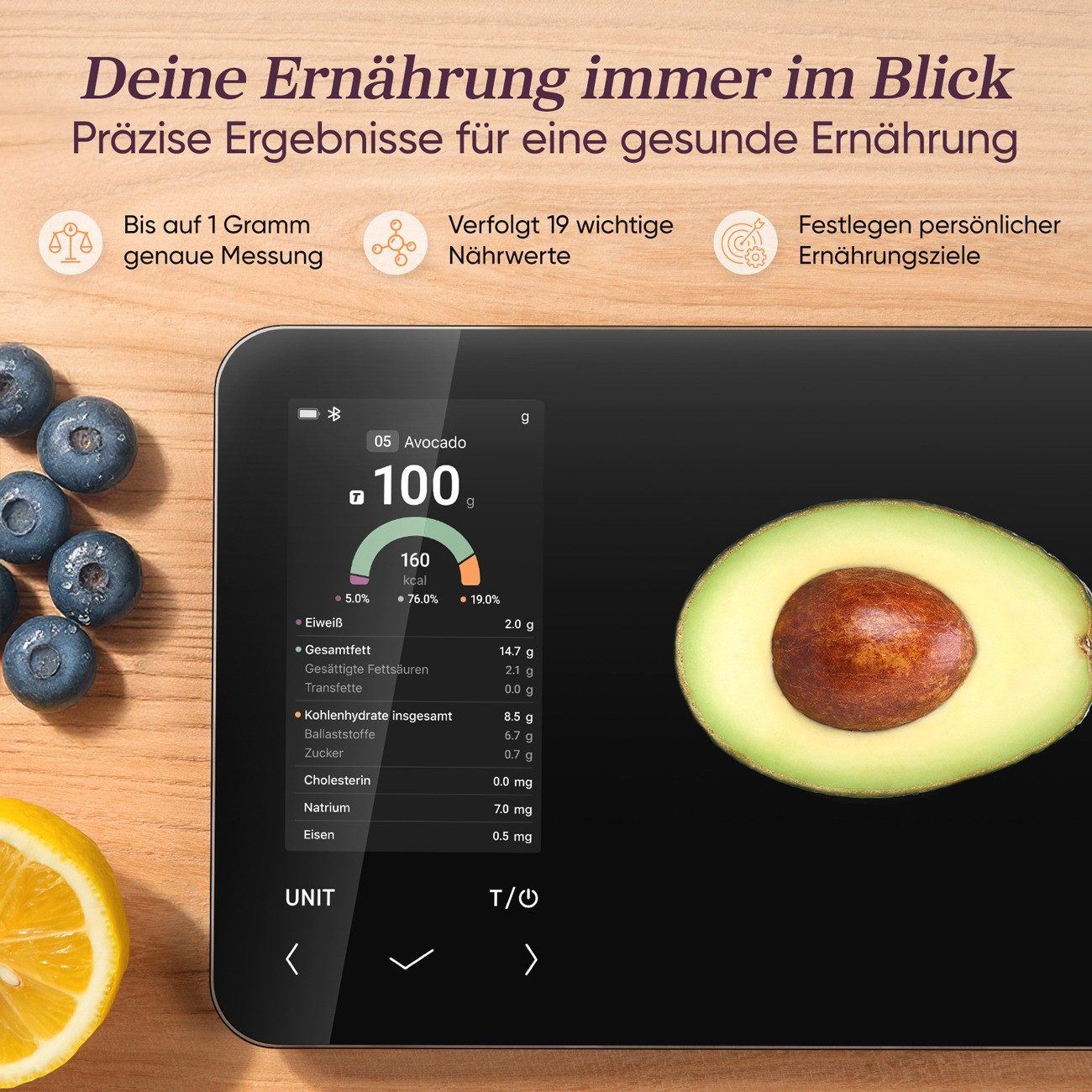 Cosori Küchenwaage CNS-R001S-X, modernes Glasdesign, genaue Messung, mit App – Bild 3 von 5