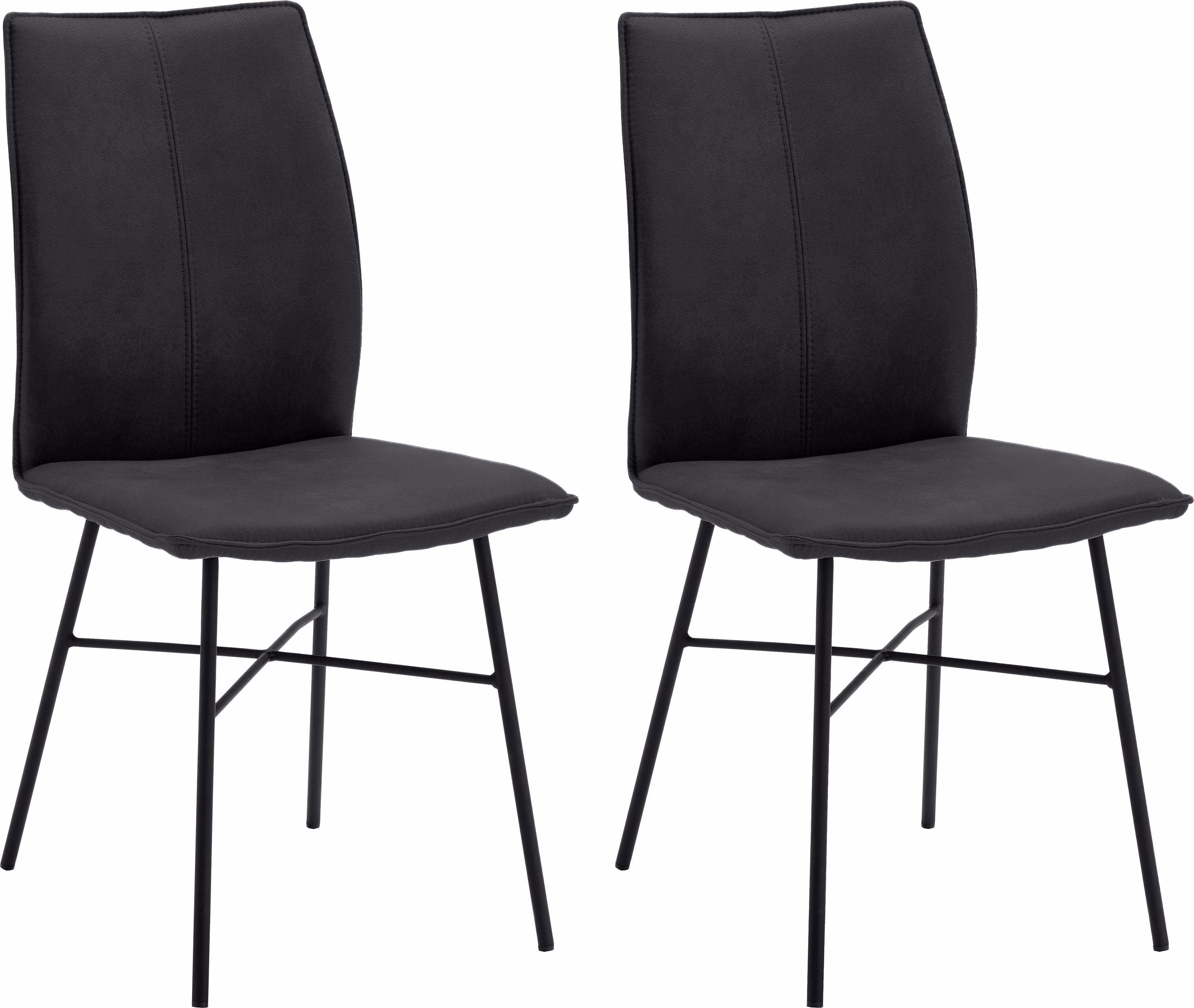 NIEHOFF SITZMÖBEL 4-Fußstuhl Capri (Set, 2 St), Bezug in Microfaser oder Leder, Stativgestell aus Eisen