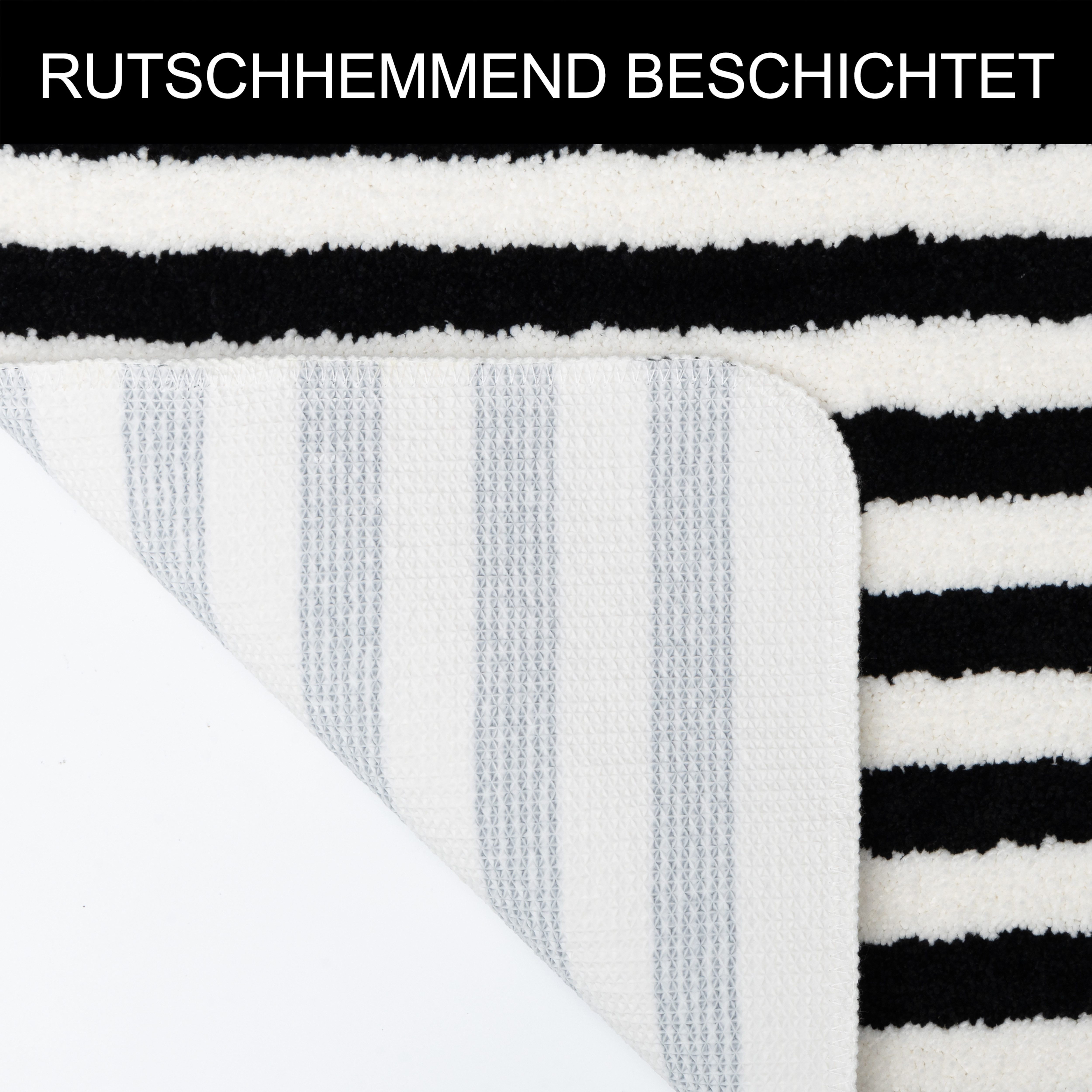 OTTO home Badematte Streifen, Jannika, Badvorleger, Badezimmer Teppich, Höhe 12 mm, rutschhemmend beschichtet, schnell trocknend, fußbodenheizungsgeeignet, Poly – Bild 4 von 5