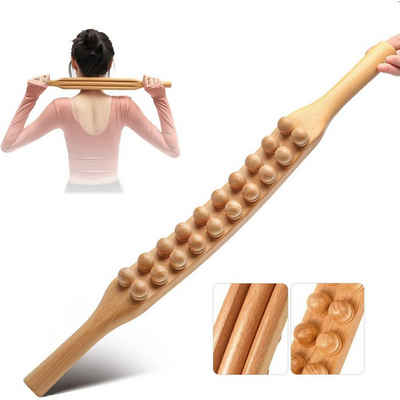 yozhiqu Vibrations-Faszienrolle Holztherapie-Massagegerät, Doppelreihe 20 Perlenpunktbehandlung, 1-tlg., Massagestab zur Rücken-Beinmassage, zur effektiven Muskelentspannung