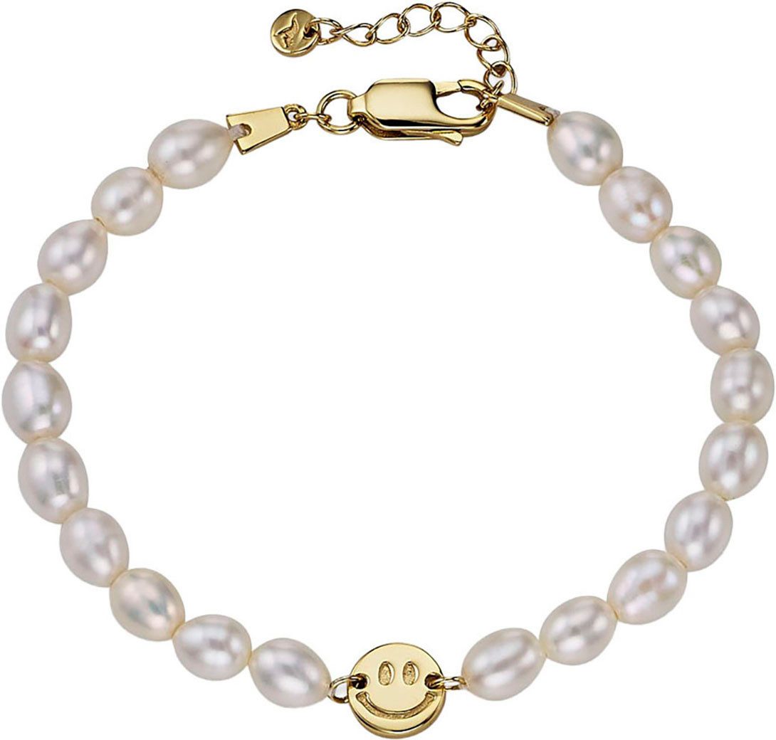 Firetti Perlenarmband Schmuck Geschenk Silber 925 Armschmuck Armband Armkette Smiley, mit Perle (synth)