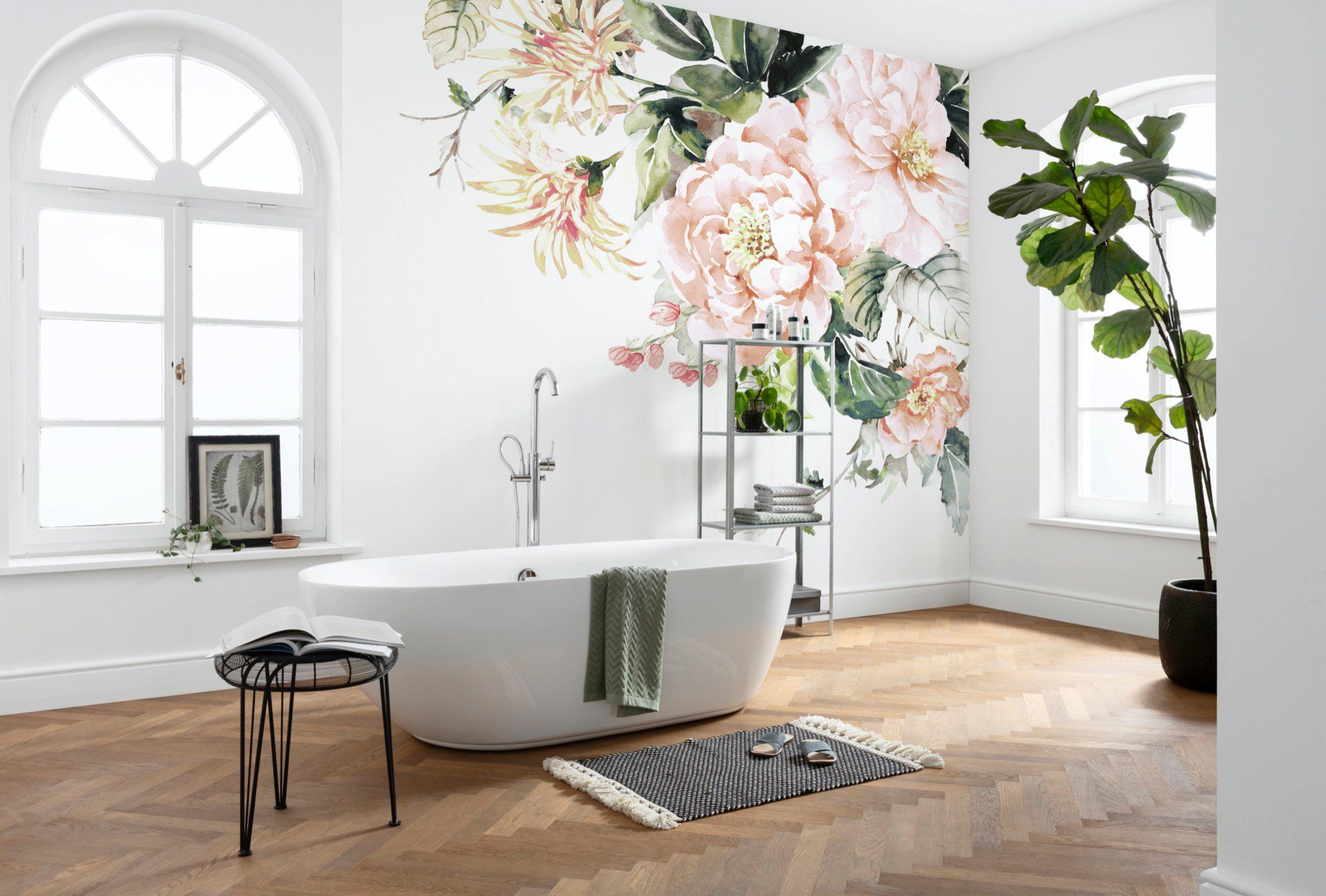 Fototapete Motivtapete Blumen Design rosa grün