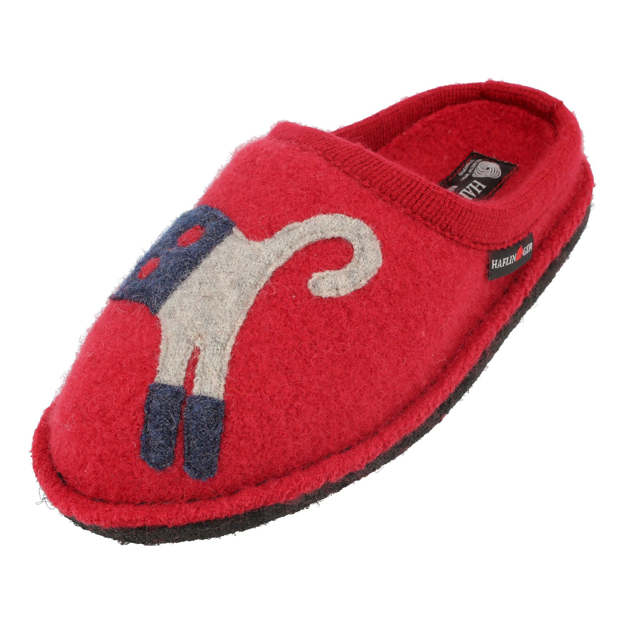 Haflinger Flair Cucho Pantoffeln gewalkter aus Wolle Katze Unisex Hausschuh