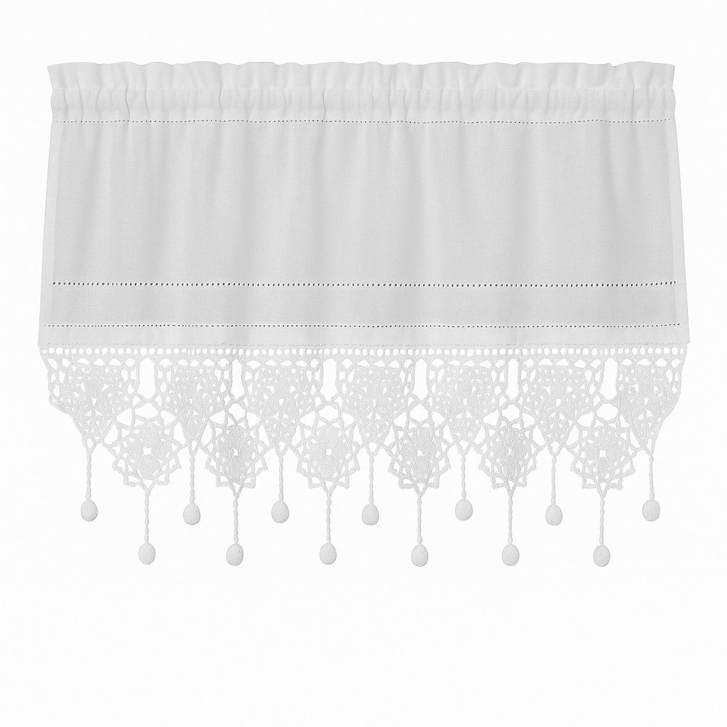 HOSSNER - ART OF HOME DECO Scheibengardine 50x120 cm (1 St), blickdicht, Baumwolle, Vintage, Romantische Stickerei