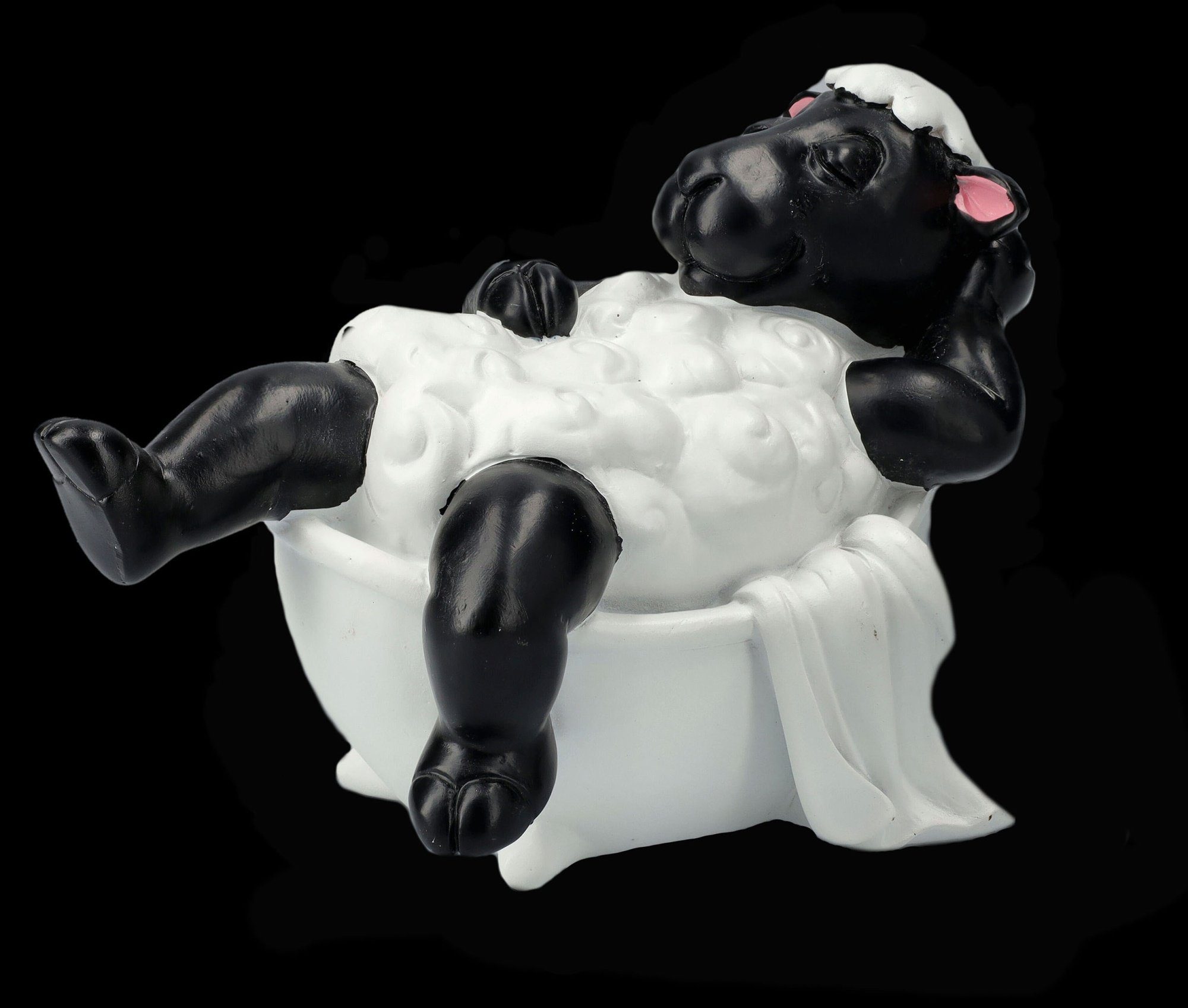 Figuren Shop GmbH Tierfigur Lustige in Dekoration Badewanne - Deko spaßige Schaf Figur Tierfigur