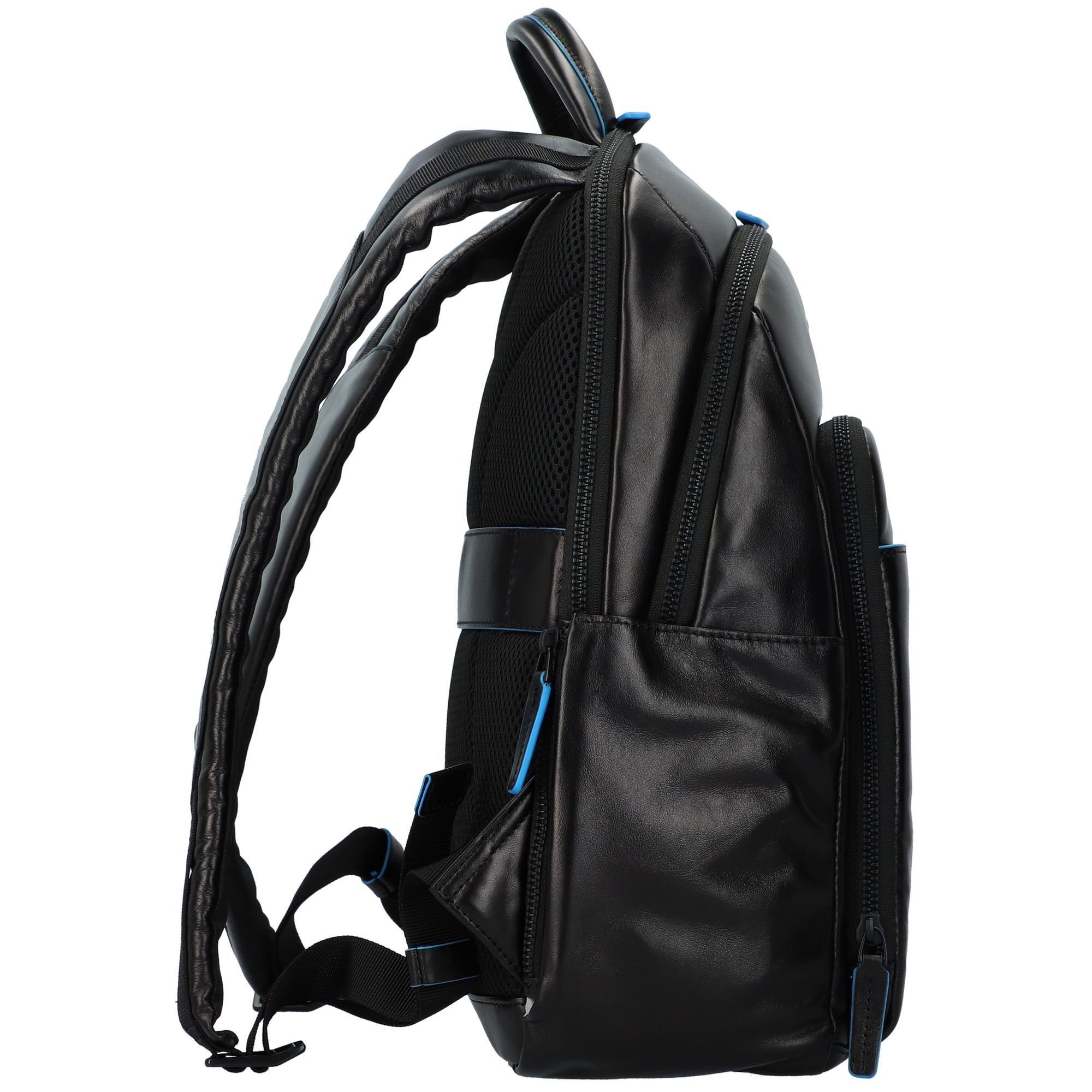 Piquadro Daypack Leder black Revamp, Square Blue