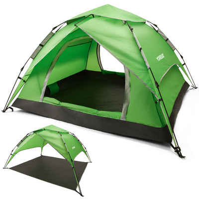 Yorbay Kuppelzelt 2 in 1 Pop Up Campingzelt für 2-3 Personen, (mit Heringen, Windseile und Tragetasche), doppelwandig wasserdicht UV-Schutz für Wandern, Trekking, Outdoor