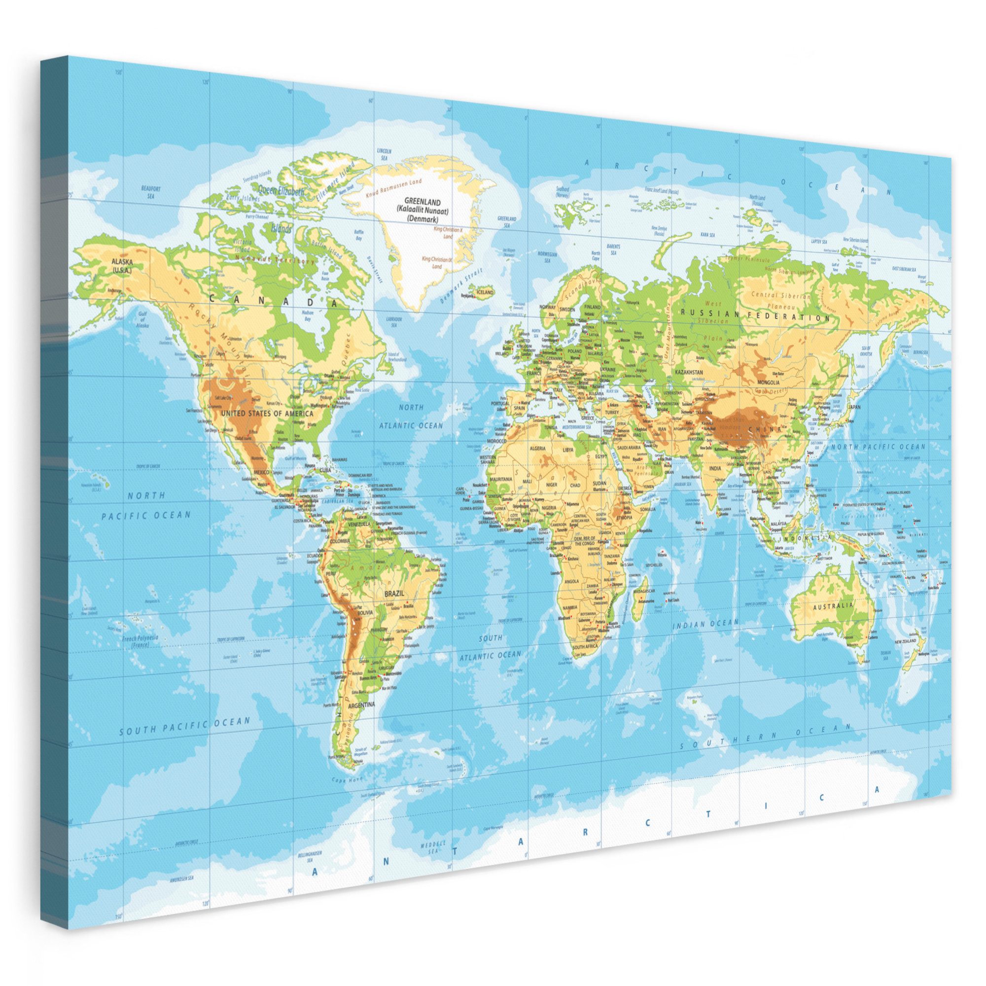 OneMillionCanvasses® Leinwandbild Weltkarte - Statistisch - Blau - Erde - Bildung, Fotodruck (1 St), Leinwände Wanddeko Wohnzimmer Schlafzimmer 60x40 cm