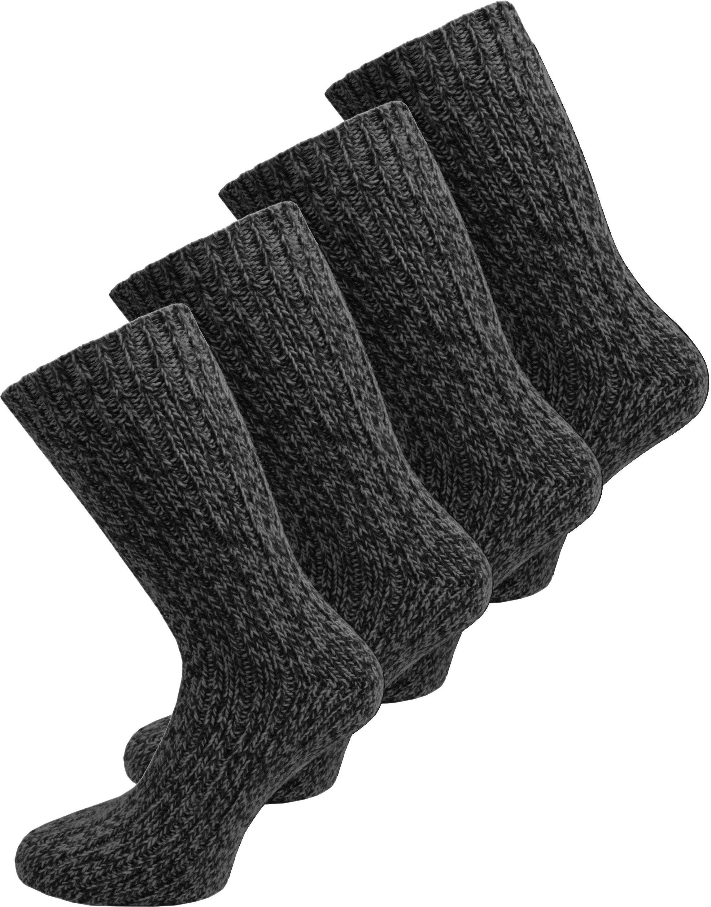 normani Thermosocken 4 Paar Norweger-Socken mit Wolle (4 Paar) natürlich warm Anthrazitmelange