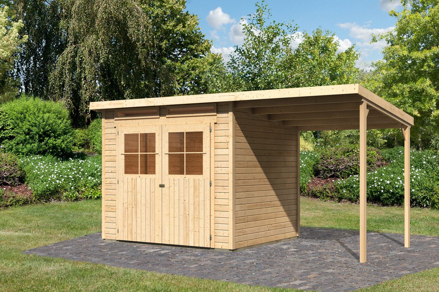 HORI Gartenhaus HORI Gartenhaus Skive, 19 mm, 436 x 237 x 220 cm, natur, inkl. Anbau