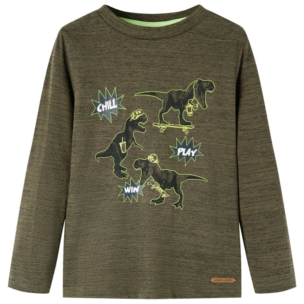 Langarmshirt Kinder-Langarmshirt Dunkles Khaki Melange 116