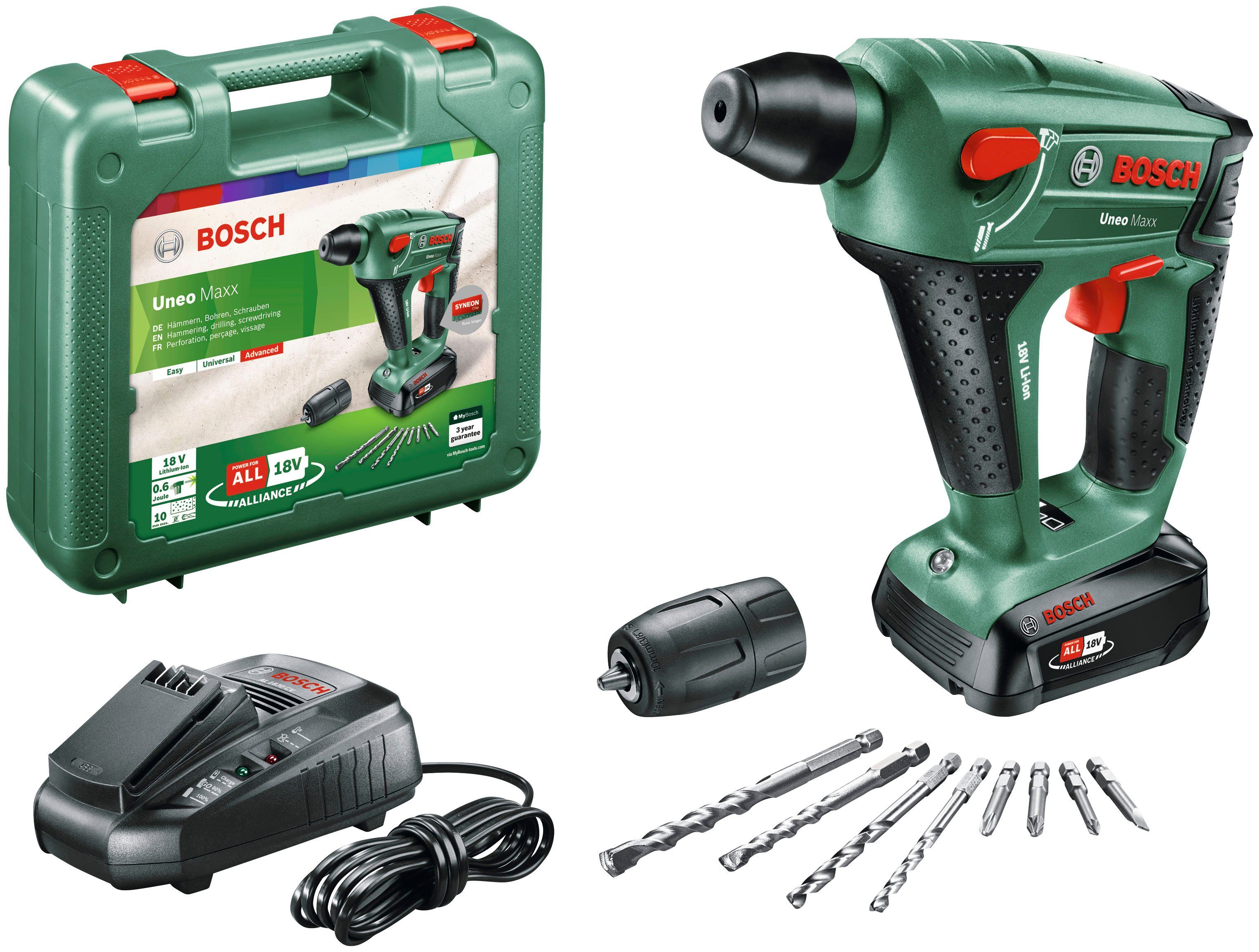 1 Akku, Bosch 900 max. Home inkl. Akku-Bohrhammer Garden Maxx, & Ladegerät, Koffer Uneo U/min, (Set),