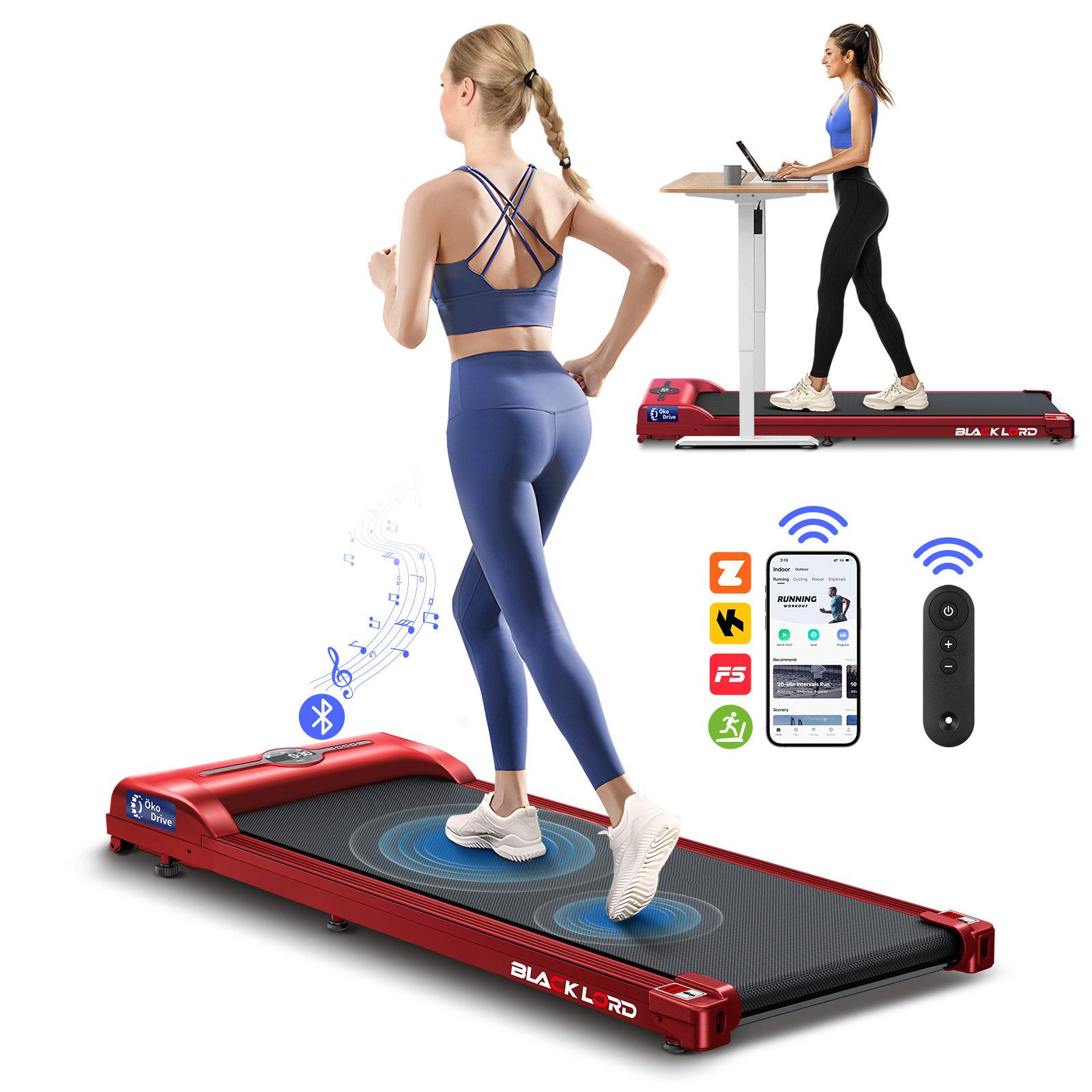 Laufband für Zuhause, Walking Pad, mit LED-Anzeige 12km/h mit Steigung