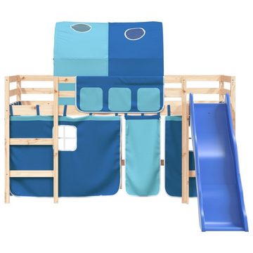 vidaXL Bett Kinderhochbett mit Tunnel Blau 80x200 cm Massivholz Kiefer