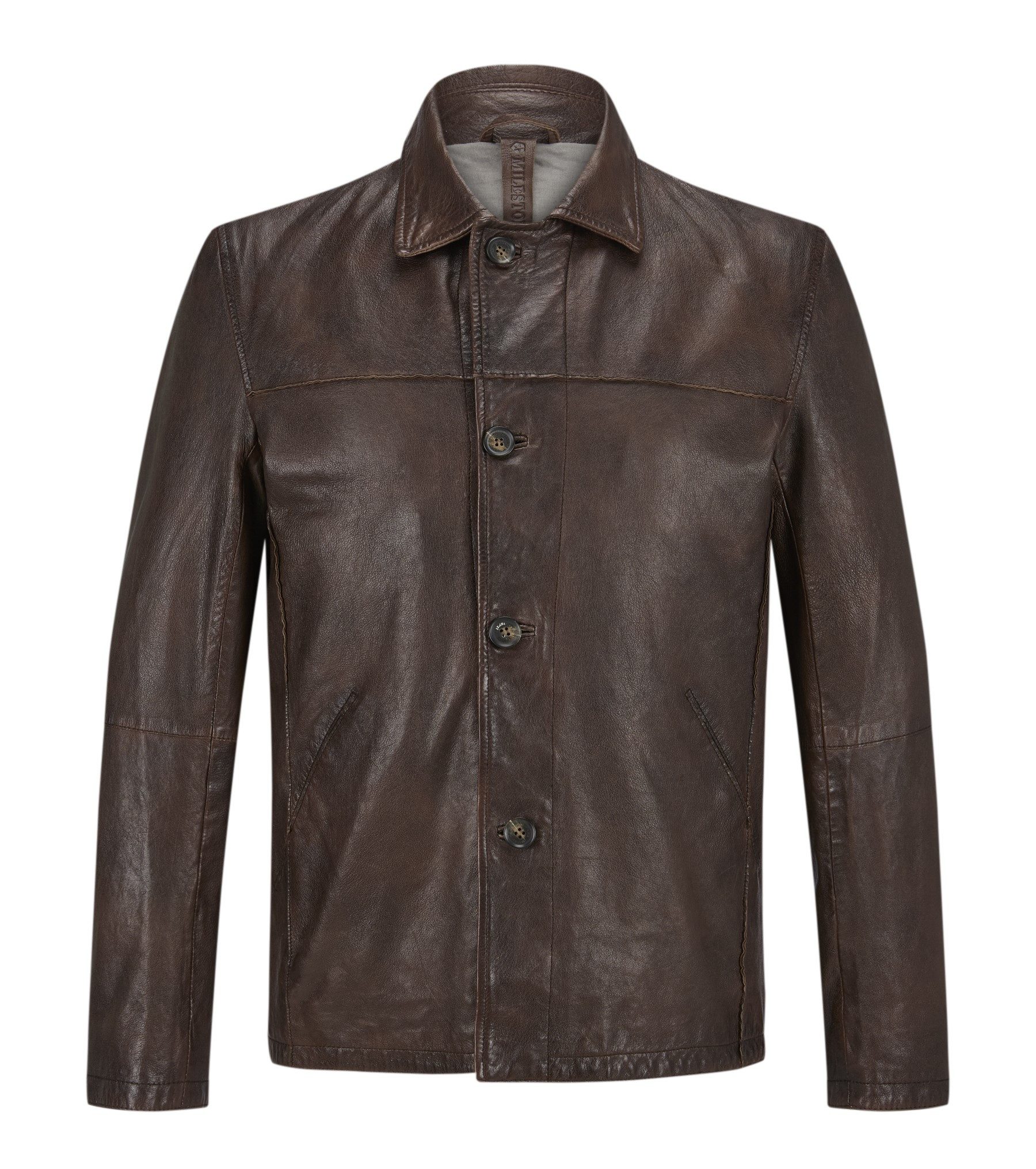 Milestone Lederjacke MSHampton aus planzlich gegerbtem Lammleder mit Knopfl günstig online kaufen