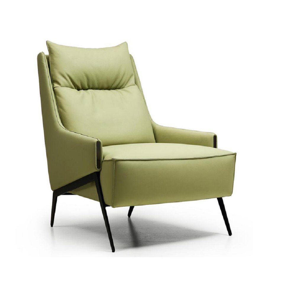 JVmoebel Sessel Wohnzimmer Sessel in Holz 1 Sitz Sessel), Luxus (1-St., Möbel Design Made Europe Grün Textil Polster