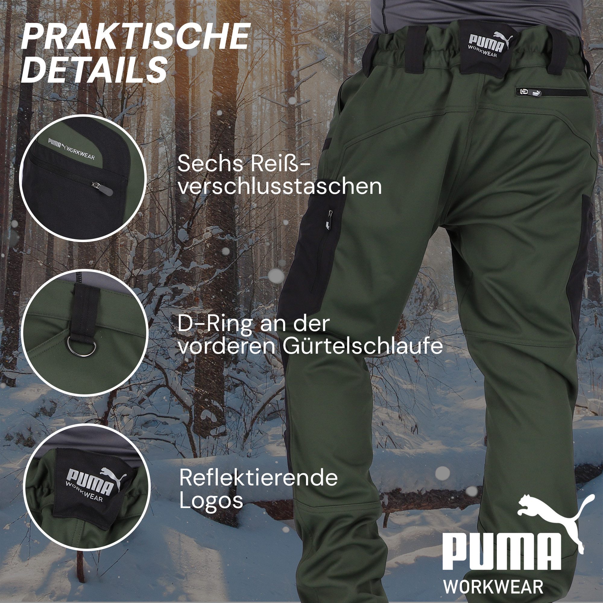 PUMA Workwear Arbeitshose ProOne Alpine gefütterte Hosen Herren - Outdoor Hosen für Herren Winddichte, Wasserabweisende & elastische Arbeitshose für den Winter