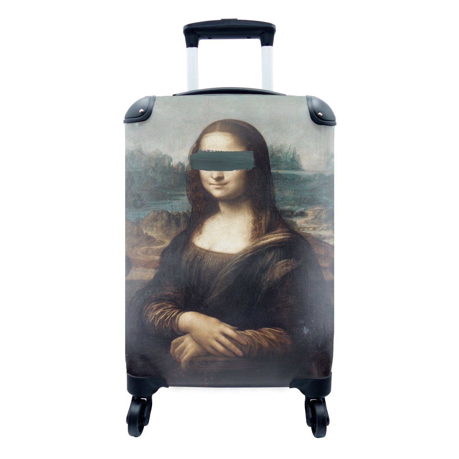 MuchoWow Handgepäckkoffer Mona Lisa - Leonardo da Vinci - Grün, 4 Rollen, Reisetasche mit rollen, Handgepäck für Ferien, Trolley, Reisekoffer
