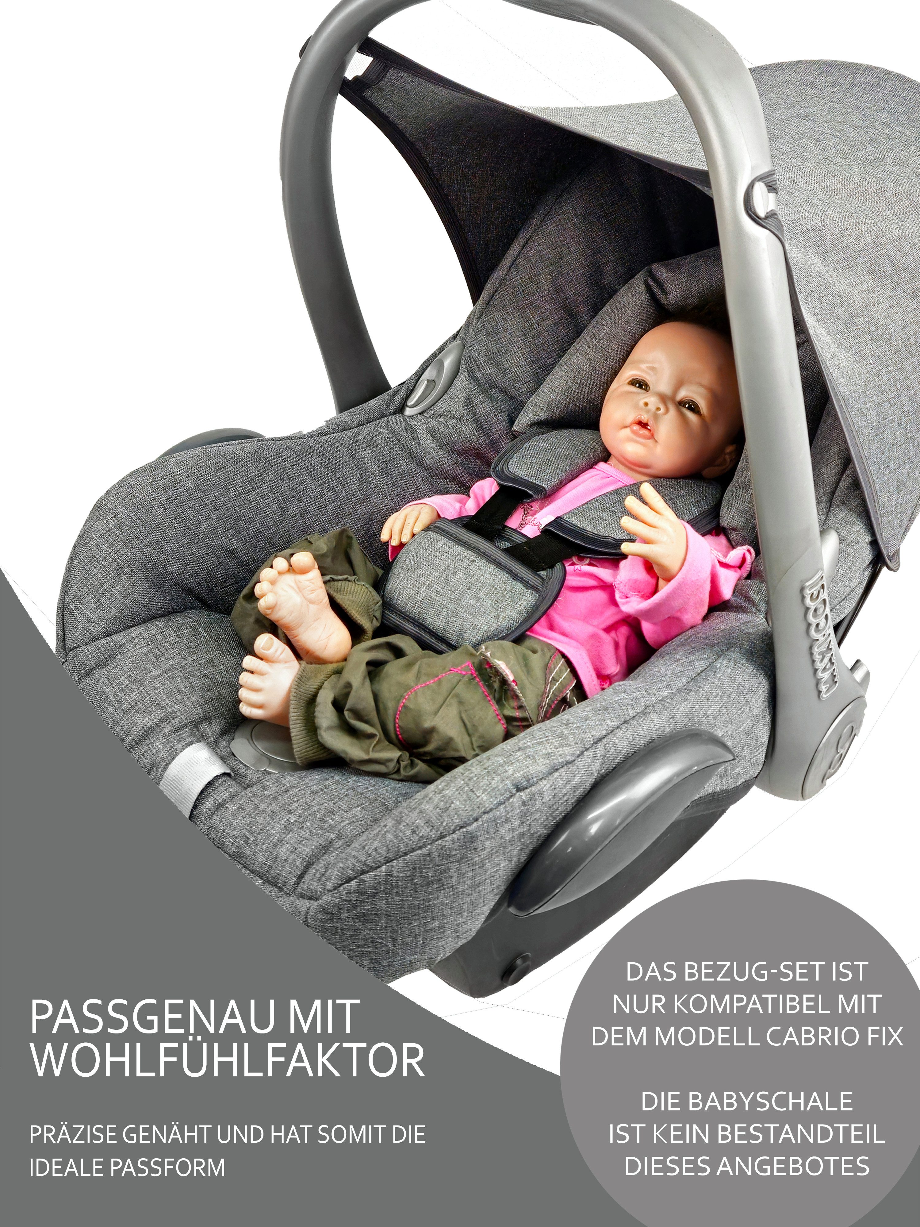 BambiniWelt by Rafael K. Babyschale Ersatzbezug kompatibel mit Maxi Cosi Cabrio Fix Babyschale 6-tlg, ab: 0+, bis: 14 Monate