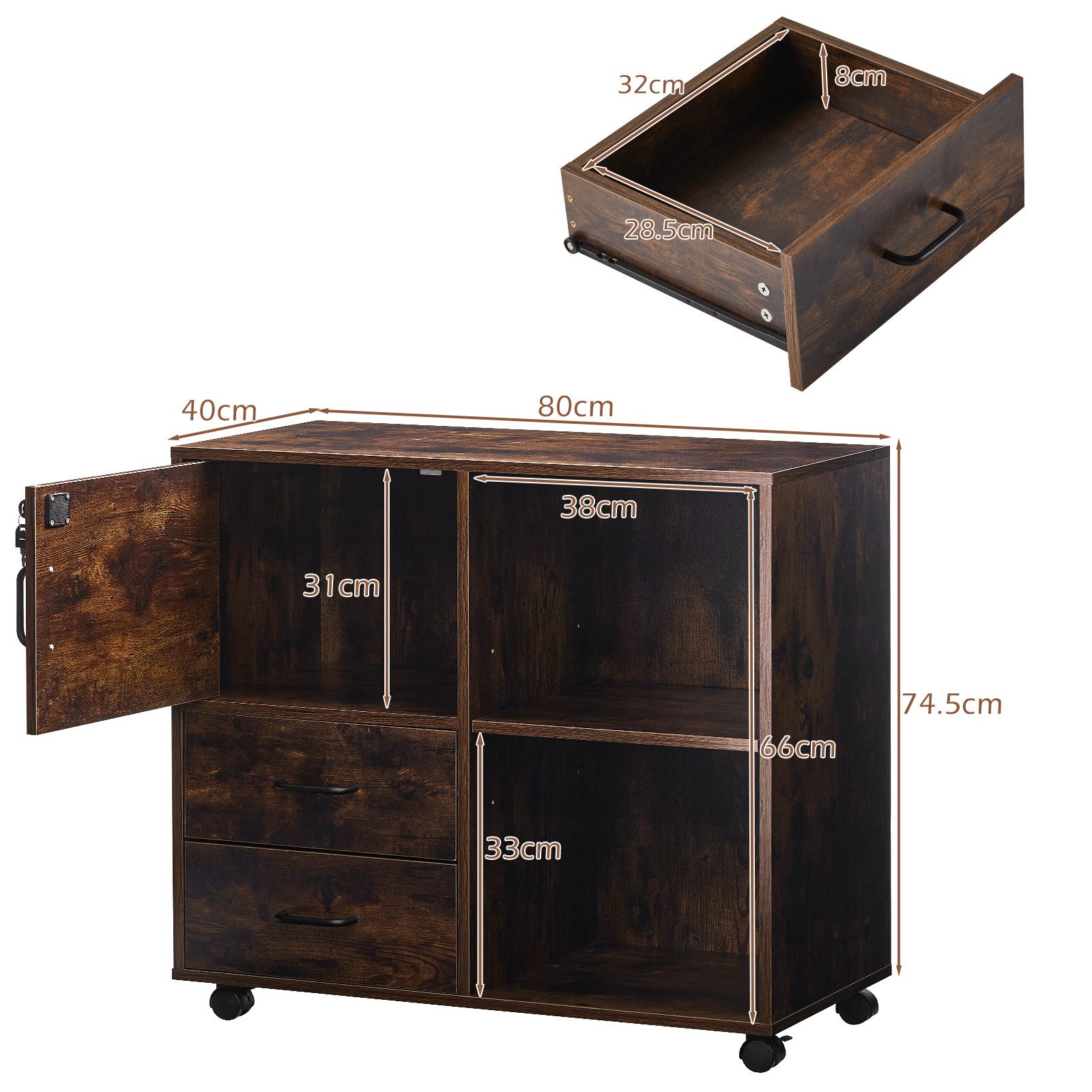 Ofcasa Aktenschrank Mobiler Büroschrank (1er Set) günstig online kaufen