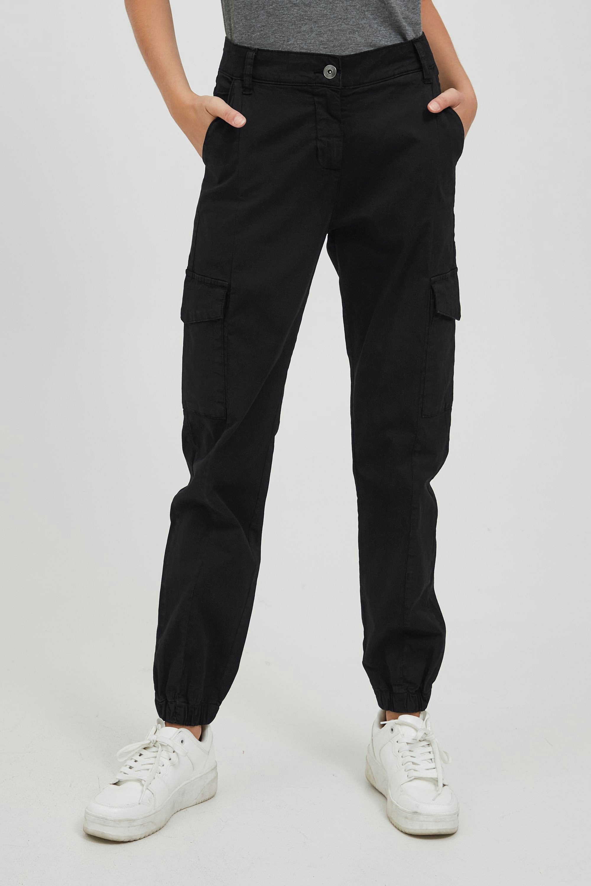 OXMO (194007) Cargohose Saum Black Sportive mit OXCoco Cargohose elastischem