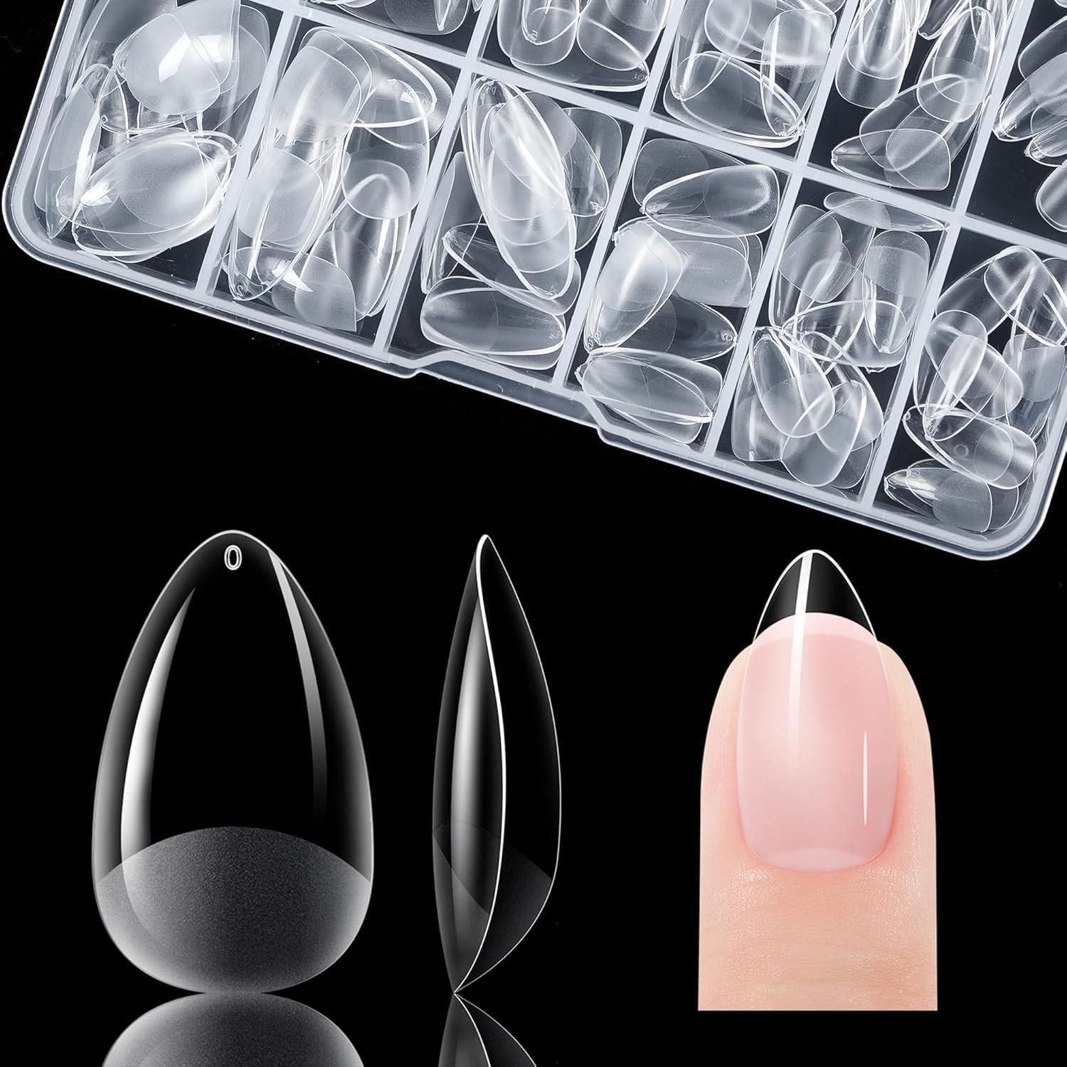 LuxusKollektion Kunstfingernägel Nagel Tips Kurze Mandel 120 Stück 12 Größen Salon DIY 1 Kurze Mandel